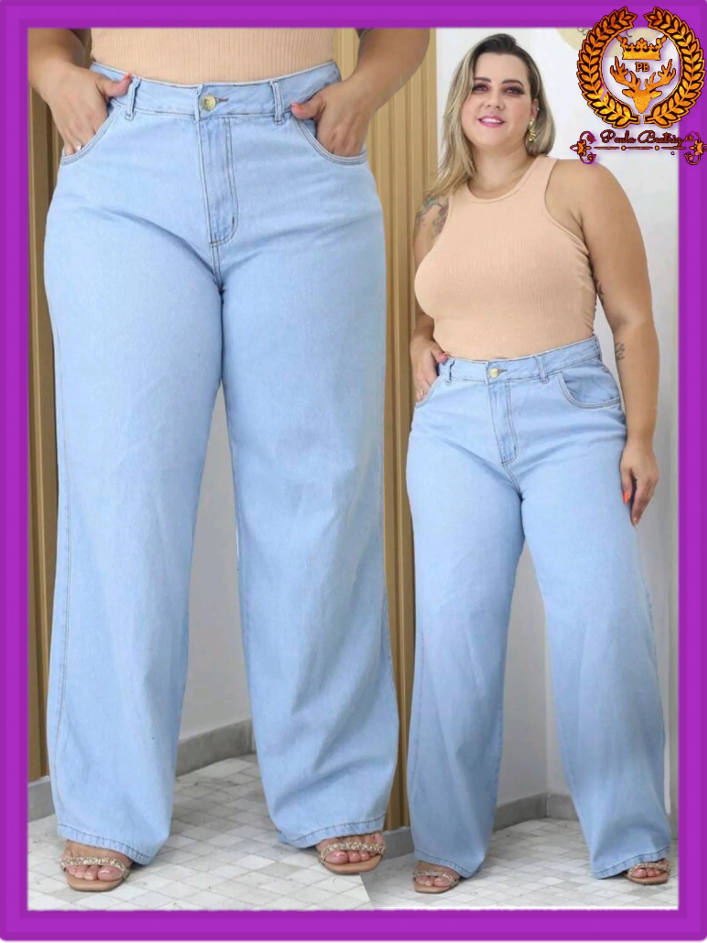 Jeans plus size feminina wide leg paul_a_beatri_z_jeans