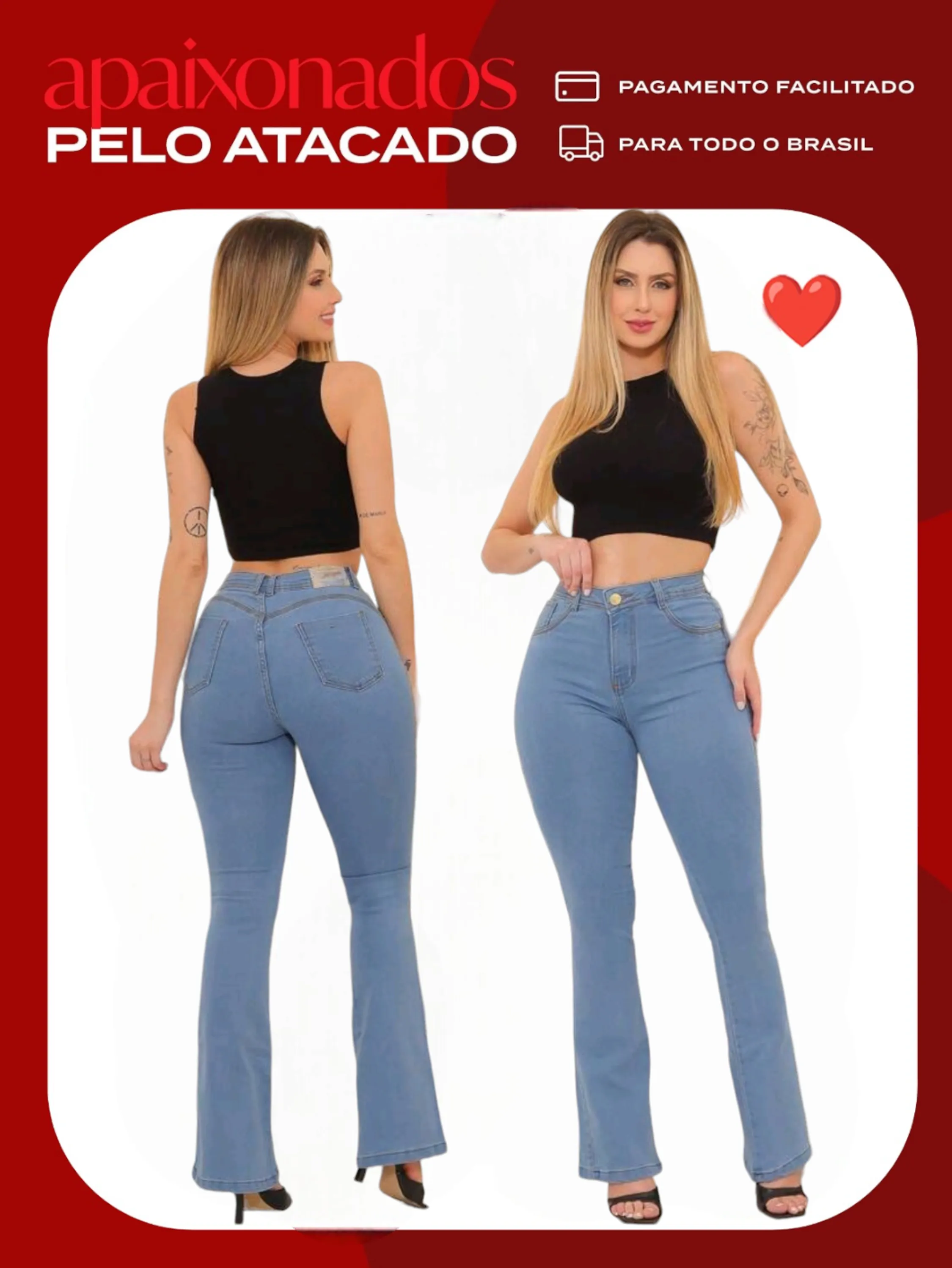 Calça flare  jeans  feminina paul_a_beatri_z_jeans