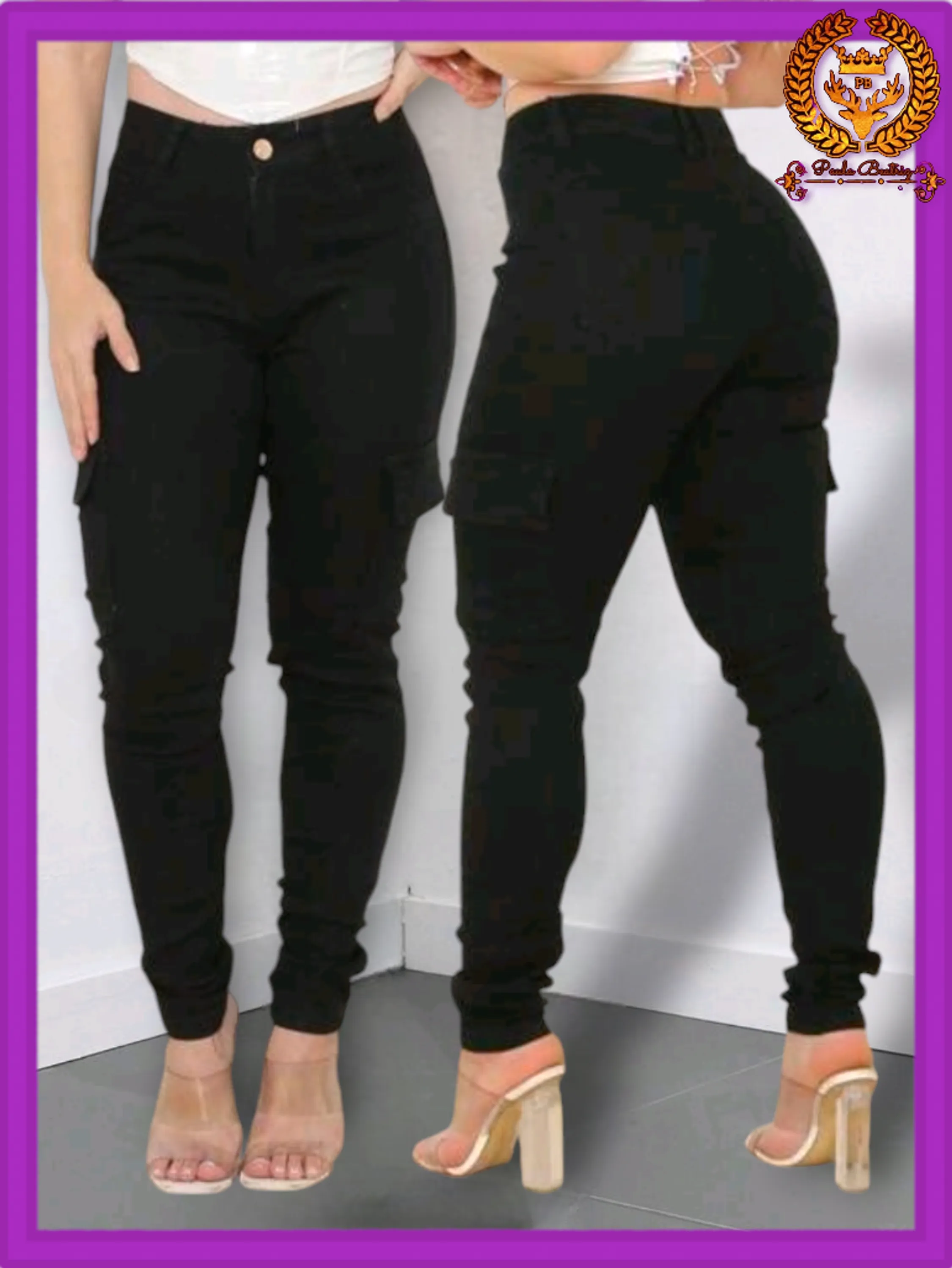 Calça cargo preta  jeans  black skinny feminina paul_a_beatri_z_jeans b