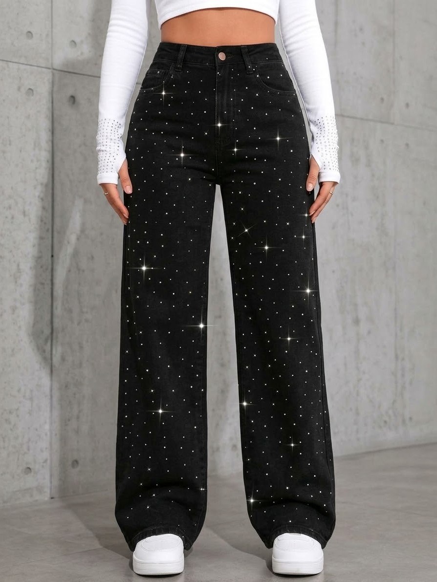Calça Wide leg com brilho