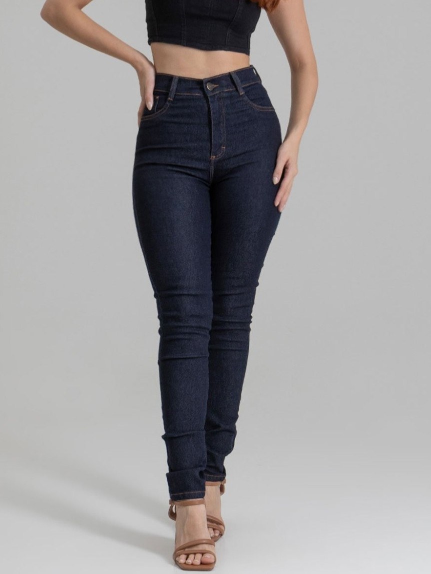 Calça jeans skinny feminina cintura alta