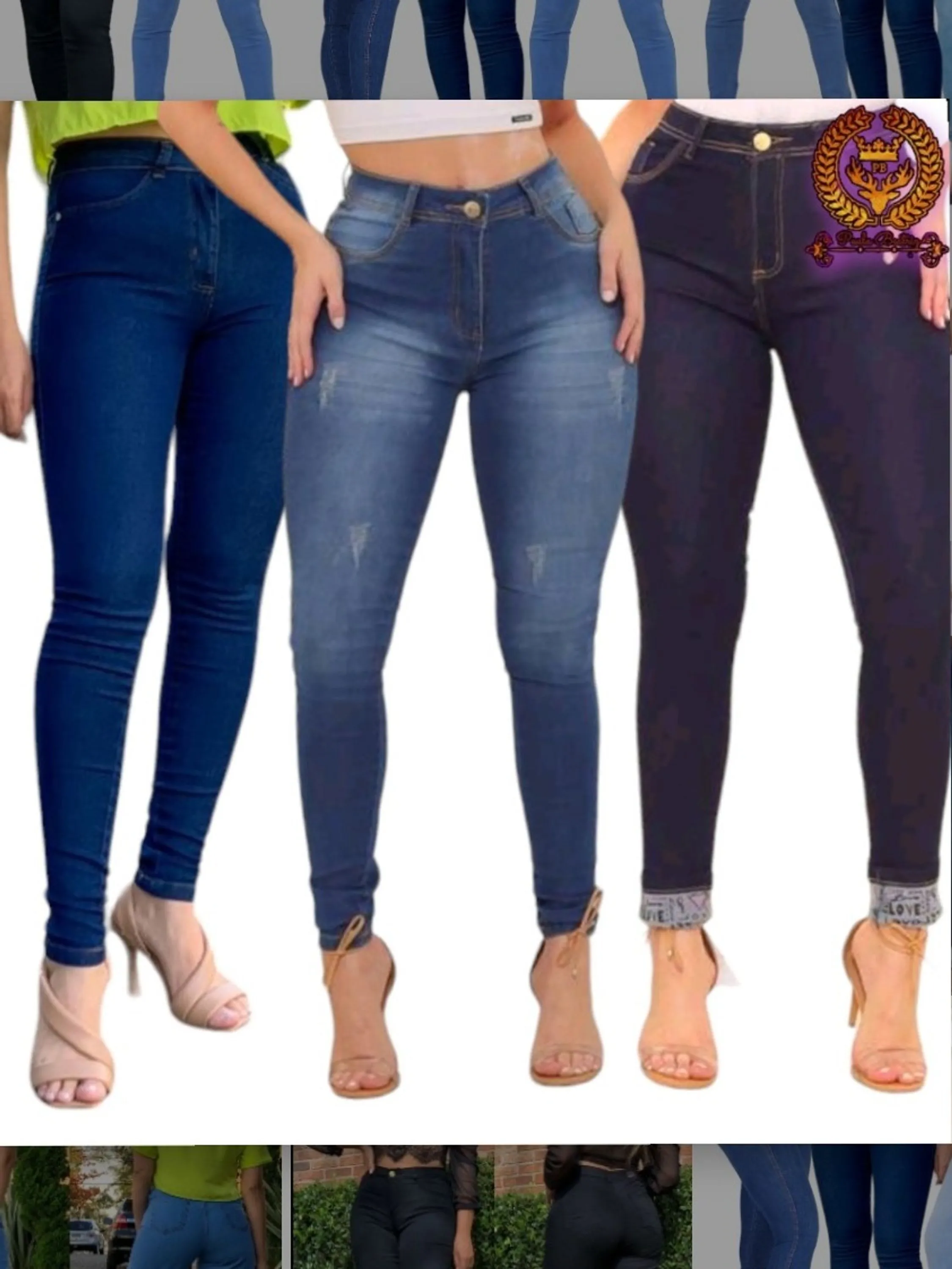 Kit 3 Calças jeans skinny feminina paul_a_beati_z_jeans