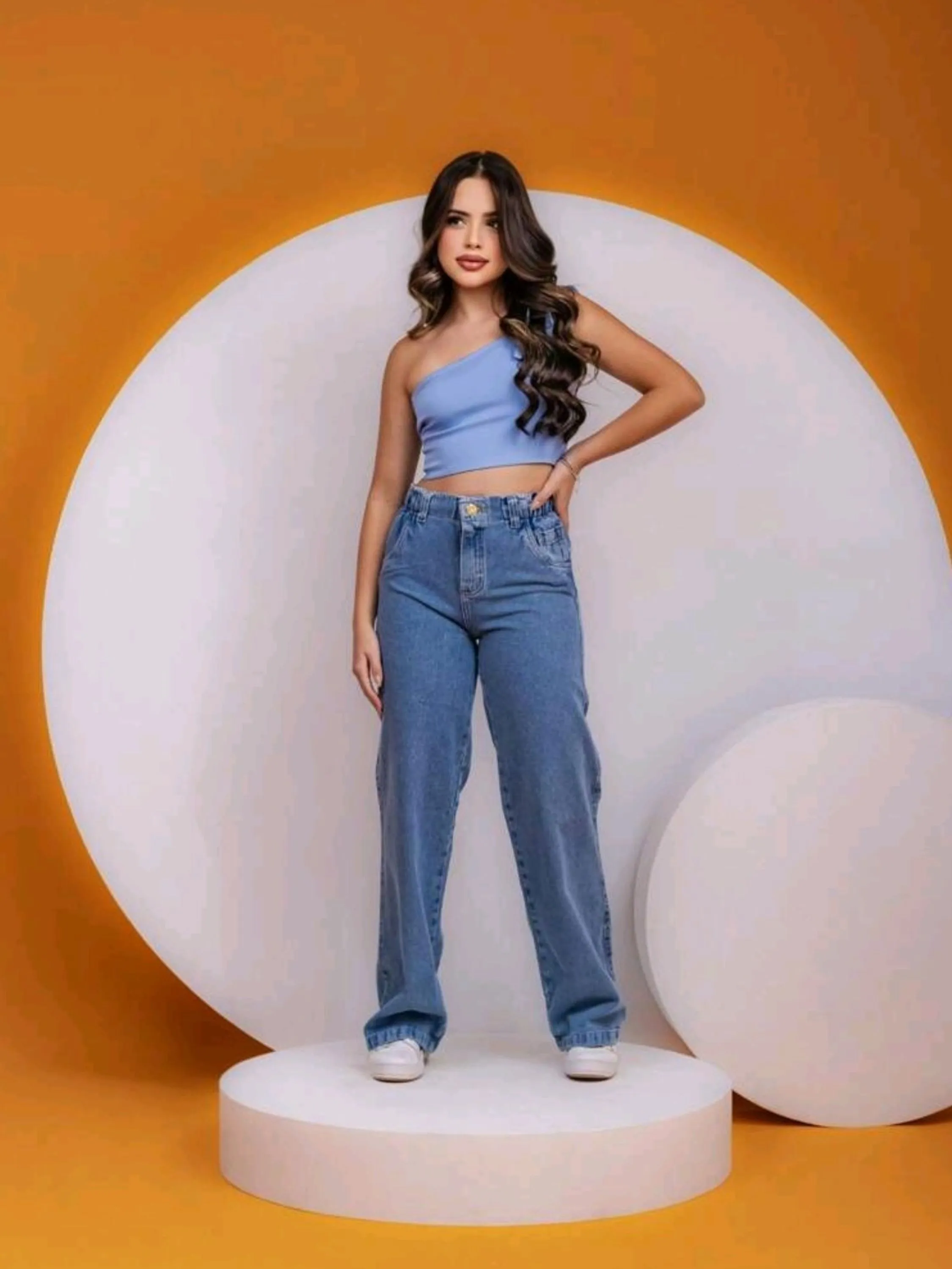 Wide leg jeans infantil  tamanho (10. 12. 14. 16. )