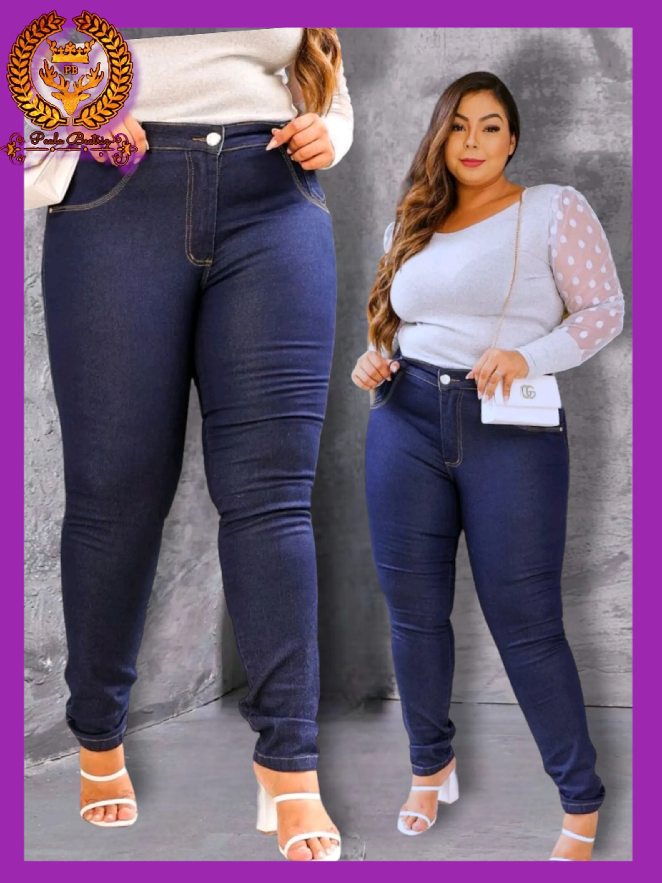 Calça plus size  jeans  skinny feminina paul_a_beatri_z_jeans