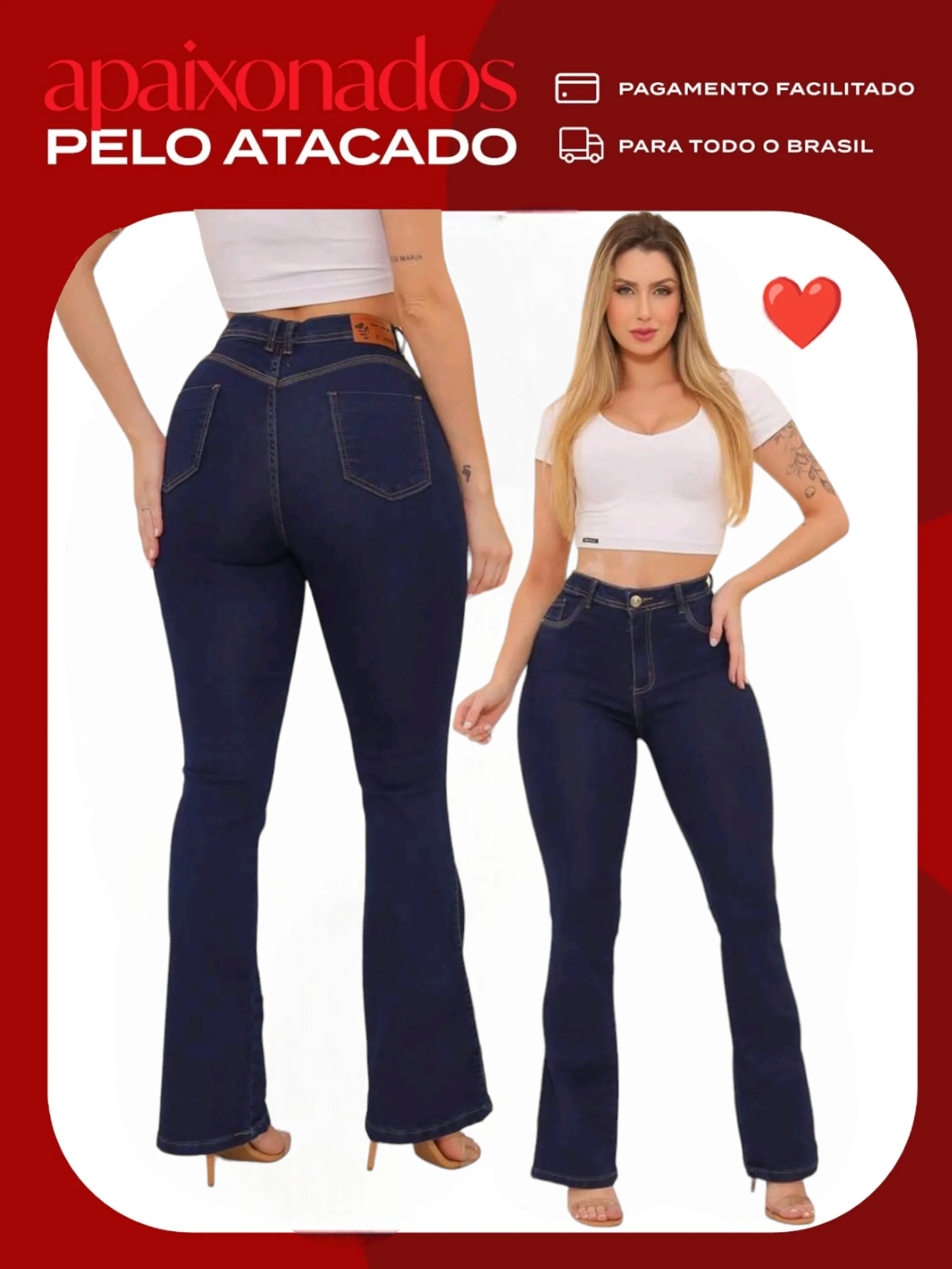 Calça flare  jeans  feminina paul_a_beatri_z_jeans