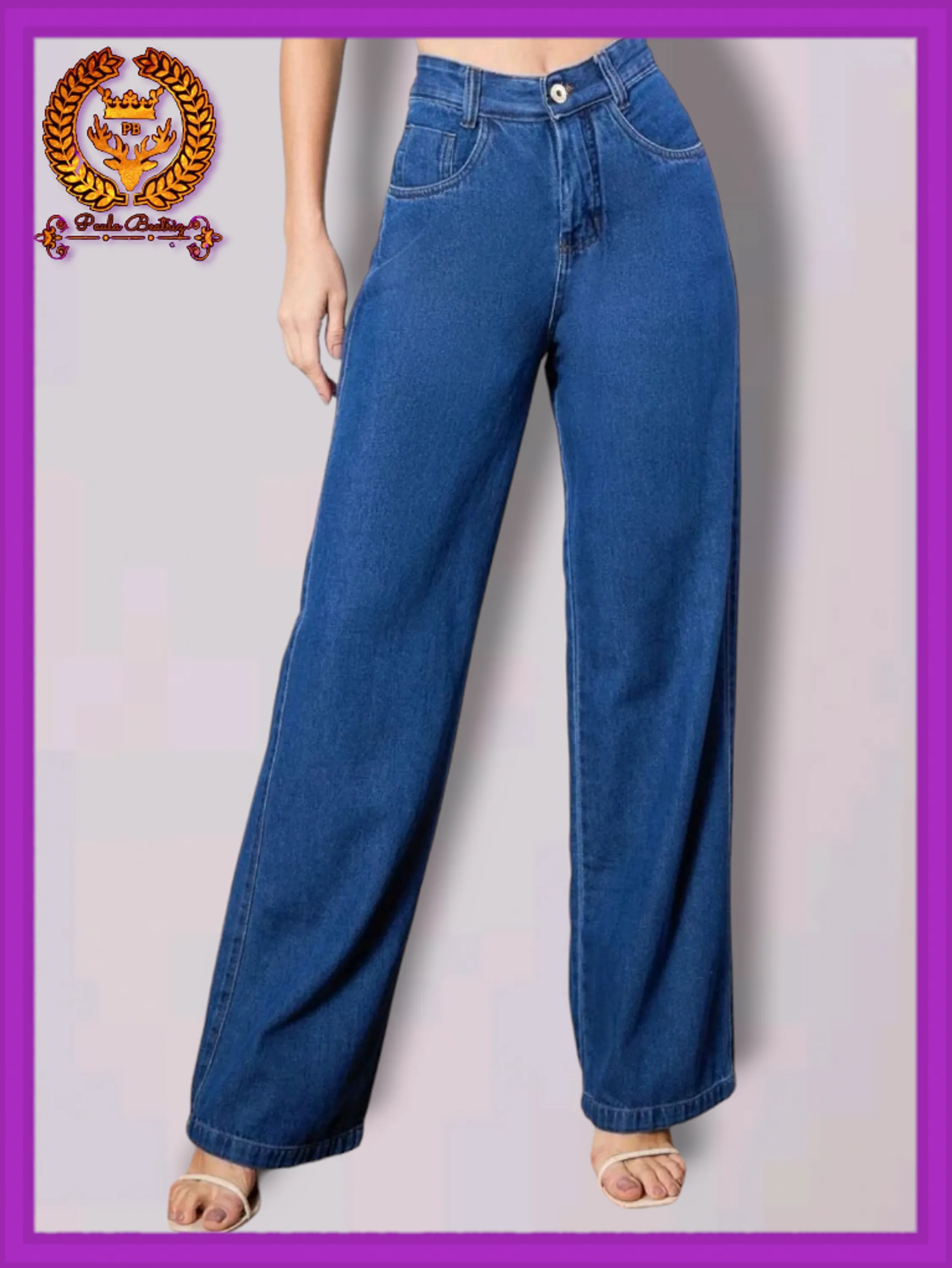 Calça Wide leg jeans pantalona feminina paul_a_beatri_z_jeans