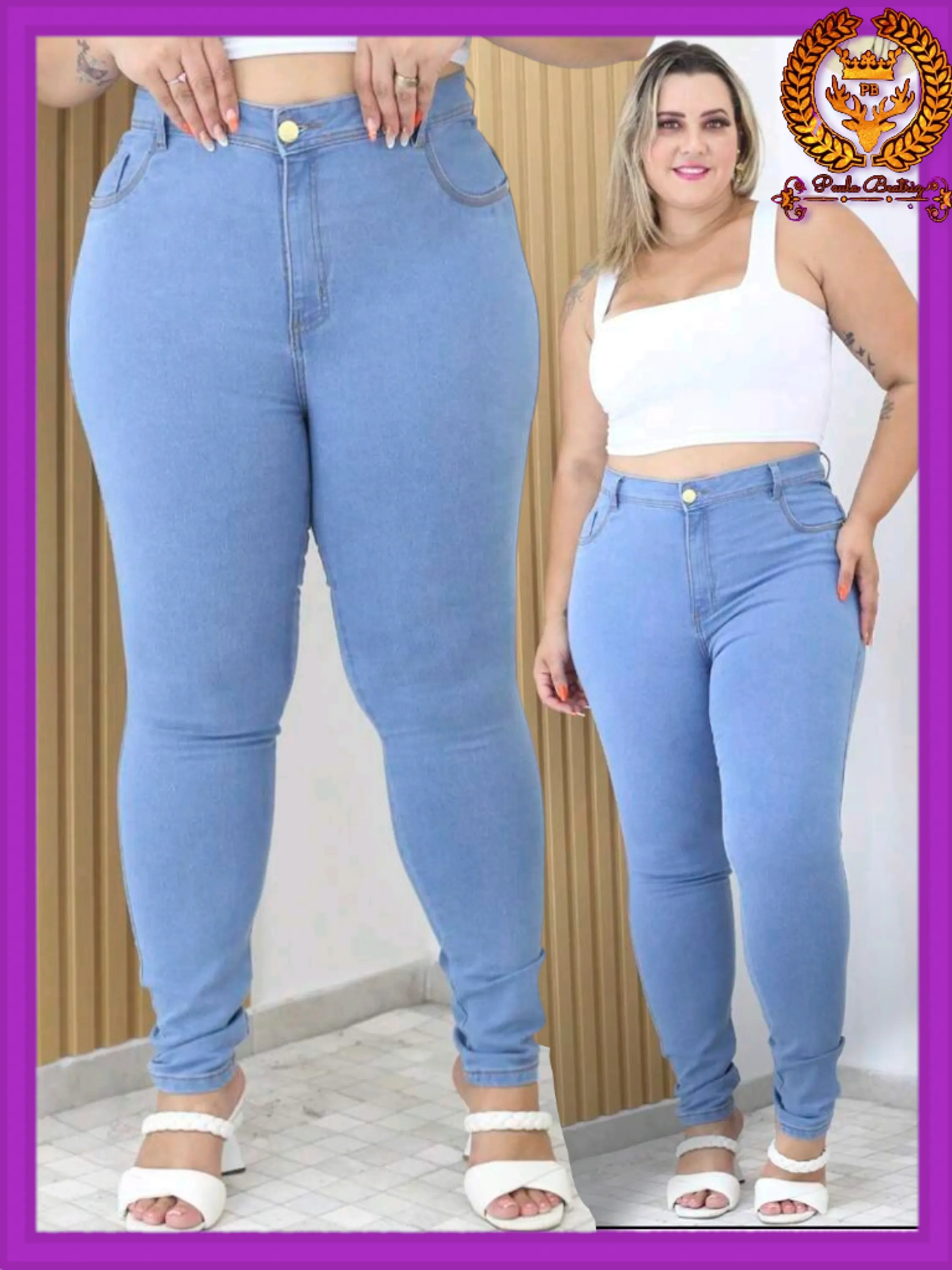 Calça plus size  jeans  skinny feminina paul_a_beatri_z_jeans