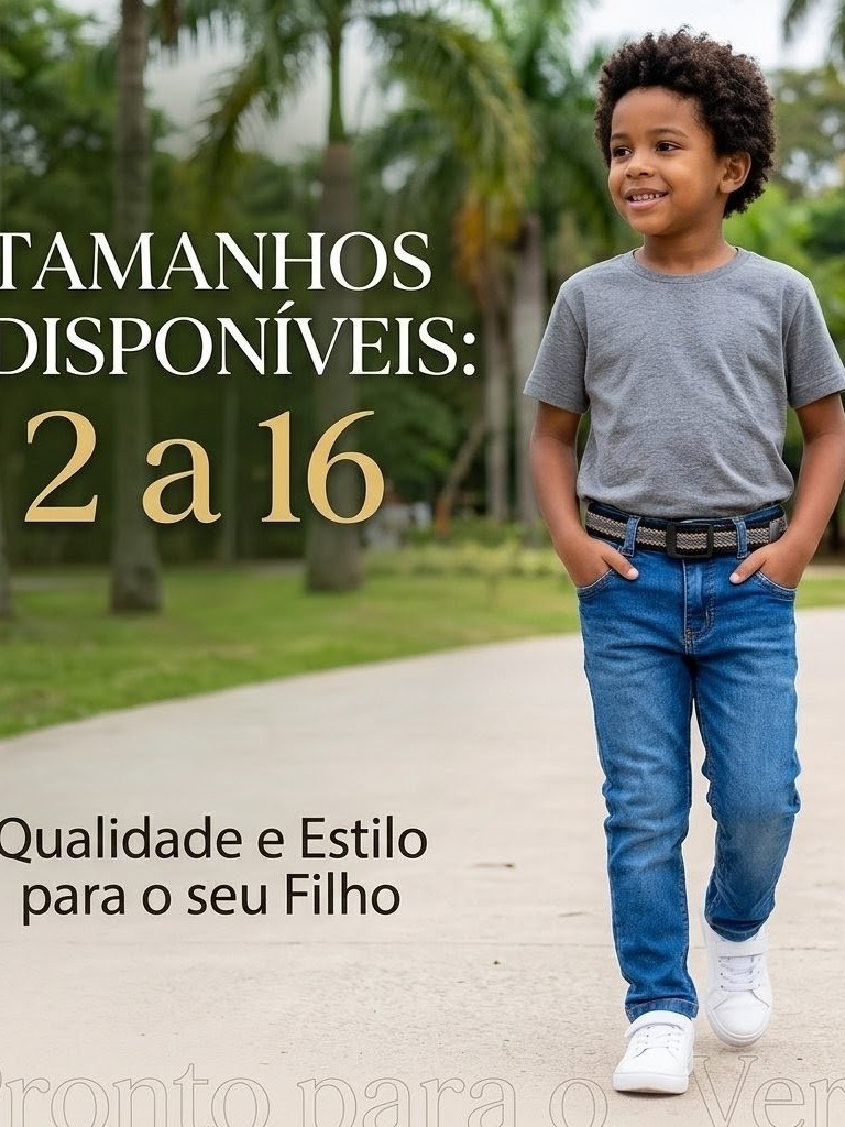 Calça jeans infantil masculino tamanho 2 ao 16