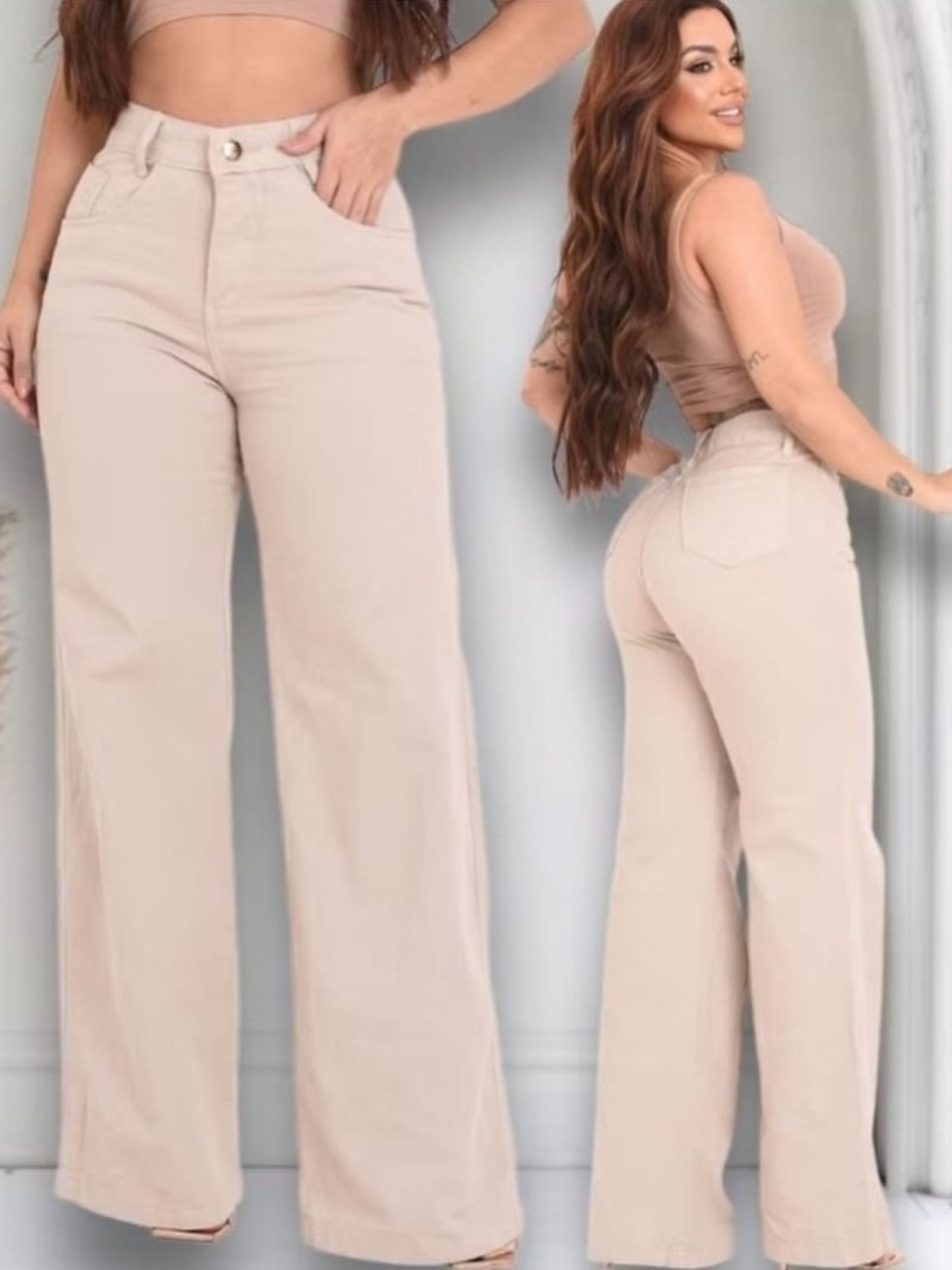 Wide leg jeans pantalona feminina