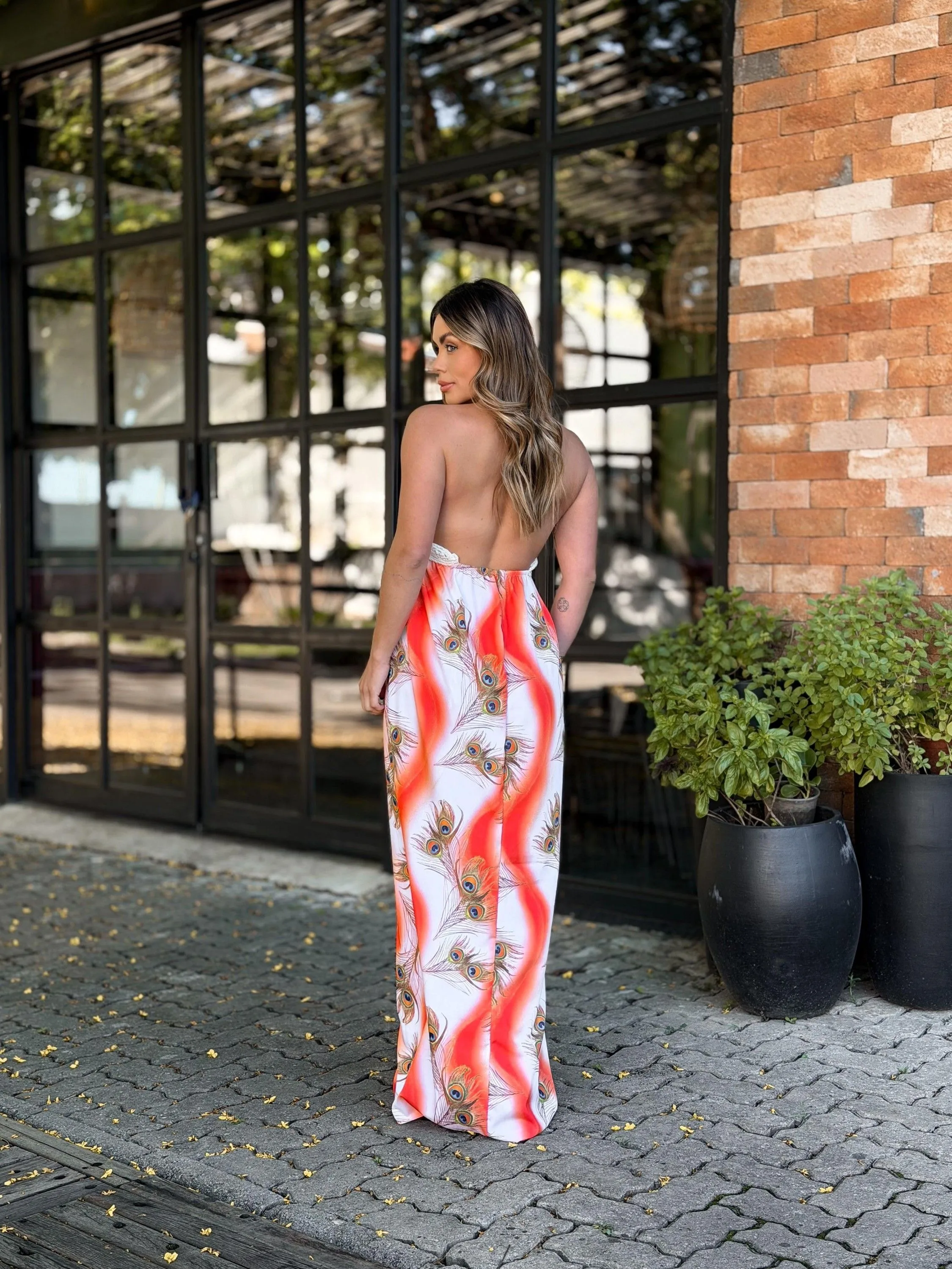 Vestido longo Crochê Tecido Duna