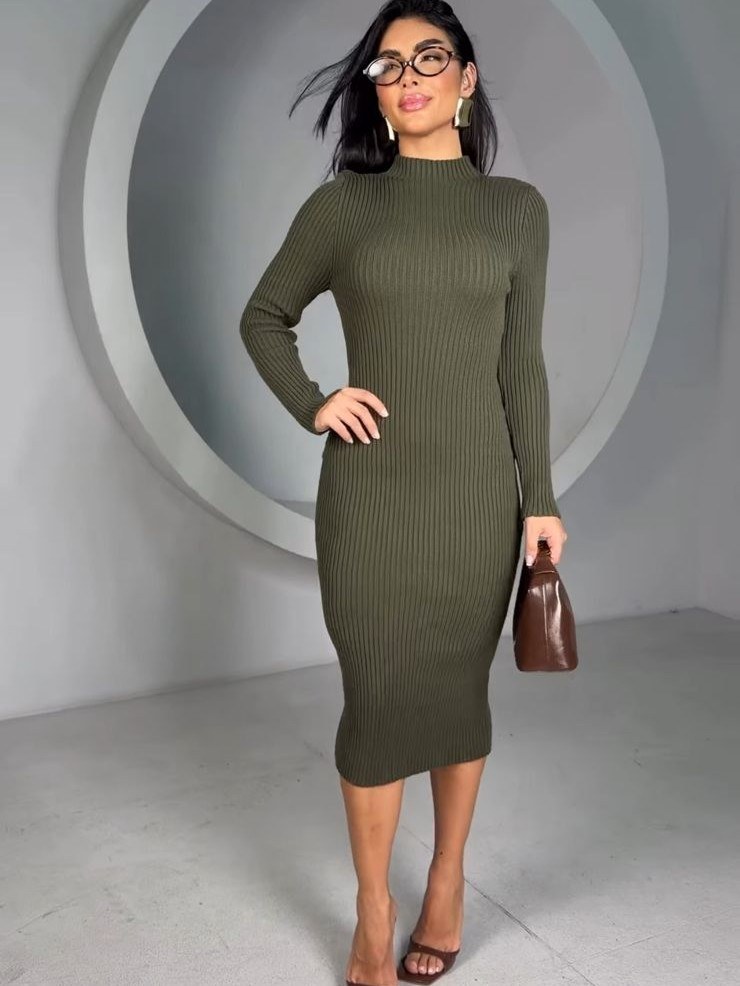 Vestido Longo Canelado Modal