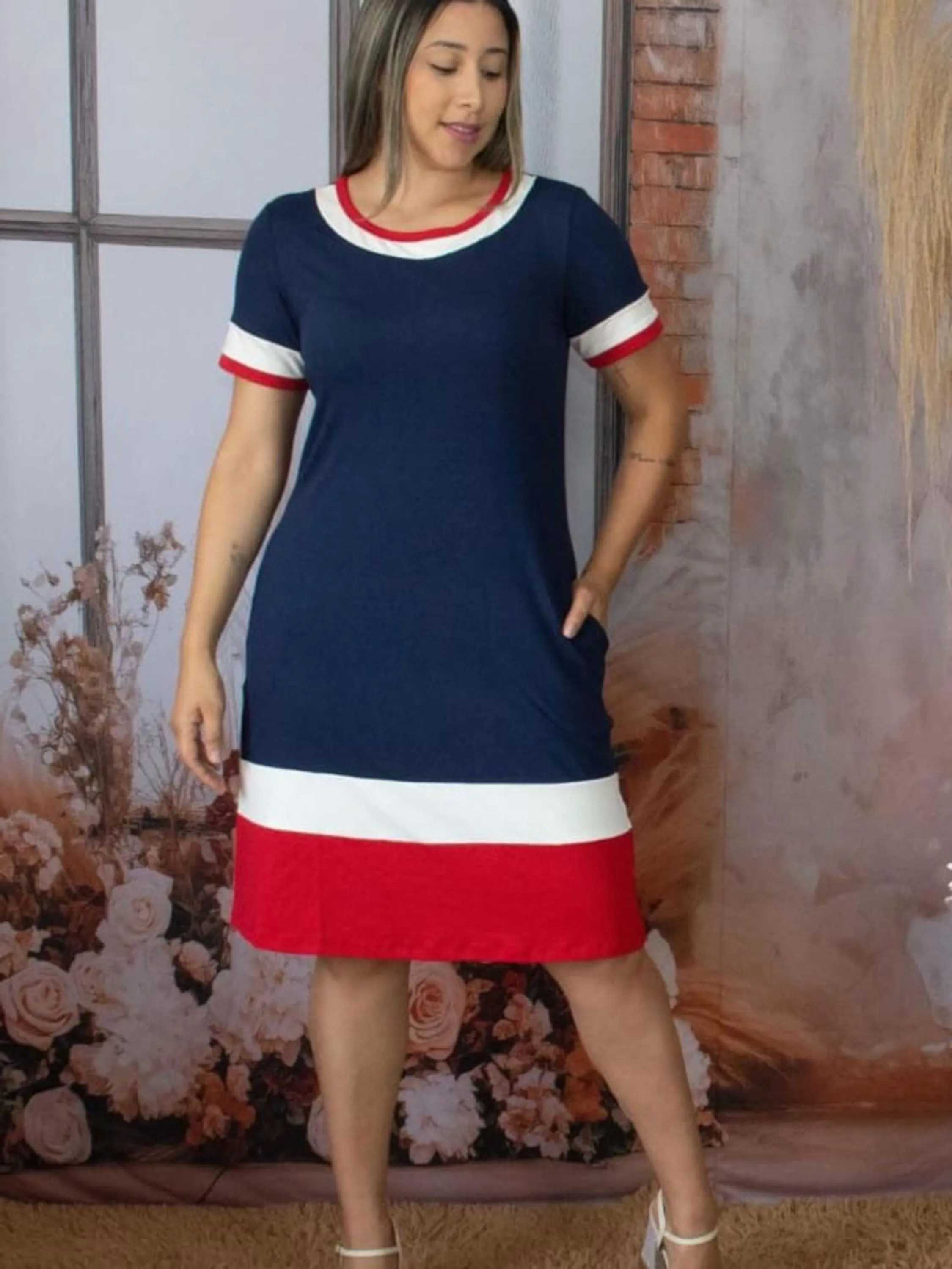 Vestido Midi manga soltinho feminino confortável