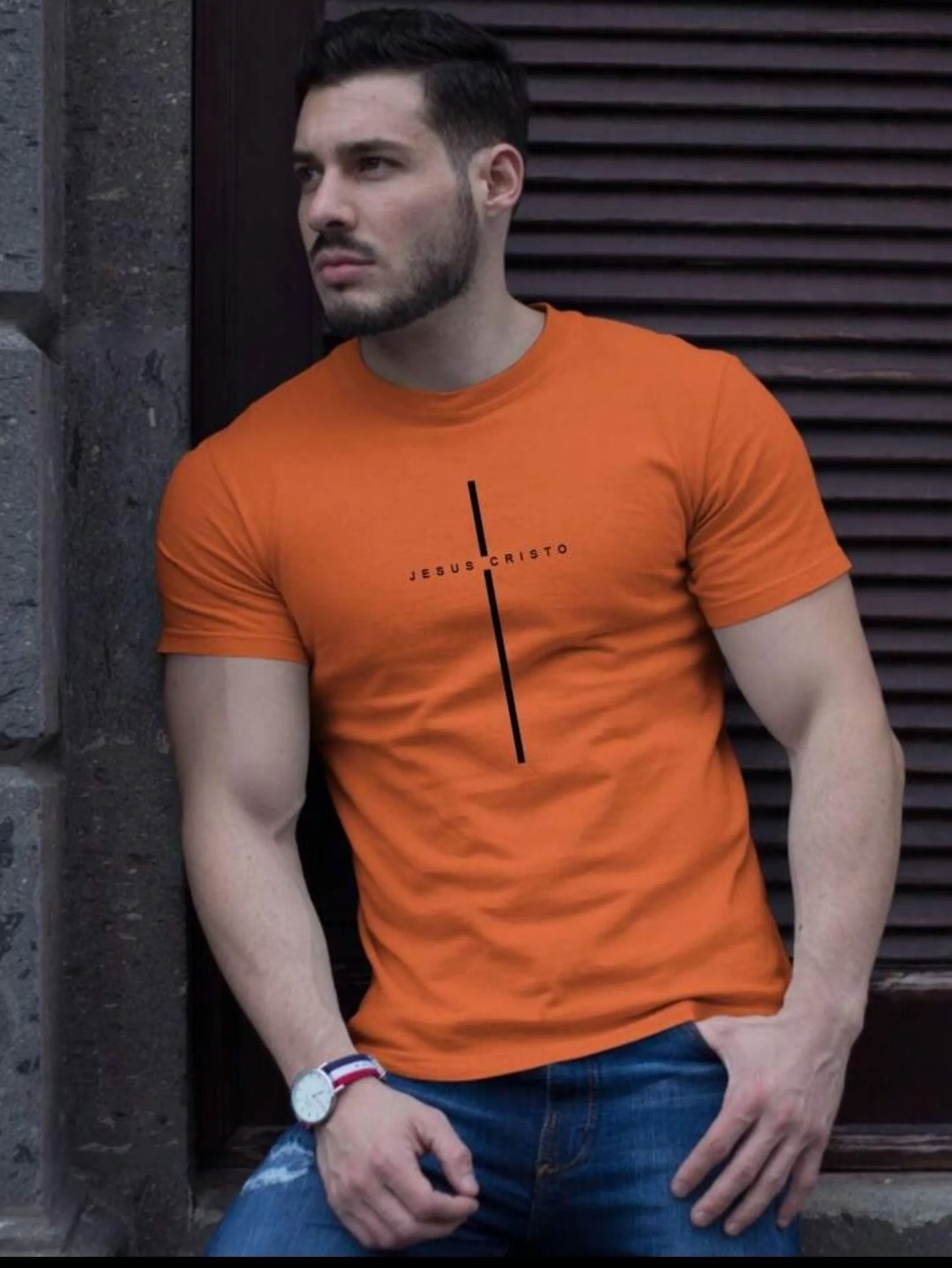 Camiseta masculina algodão frase evangélica