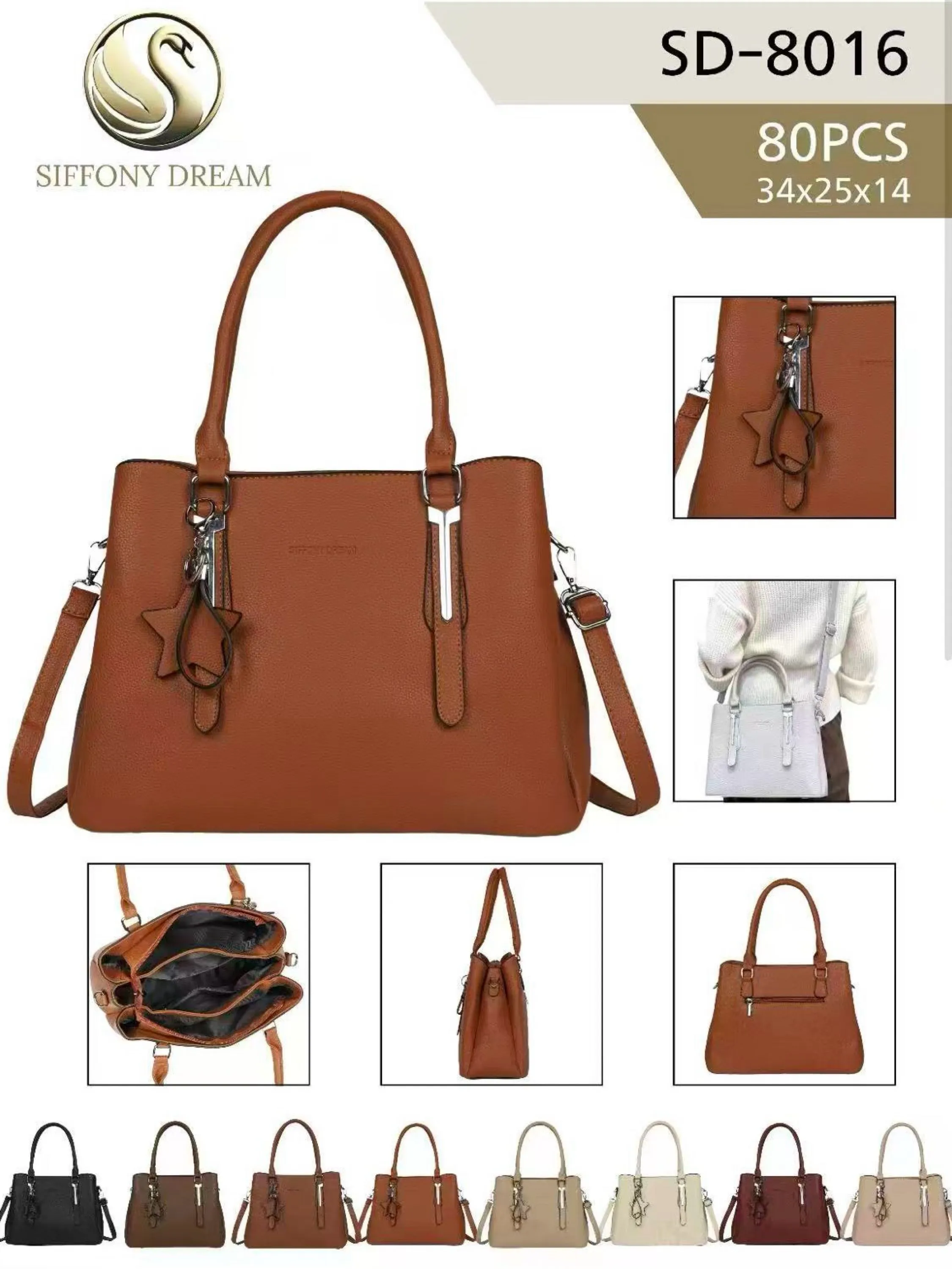 Bolsa grande com três zíper de cima e com chaveiro SD-8016