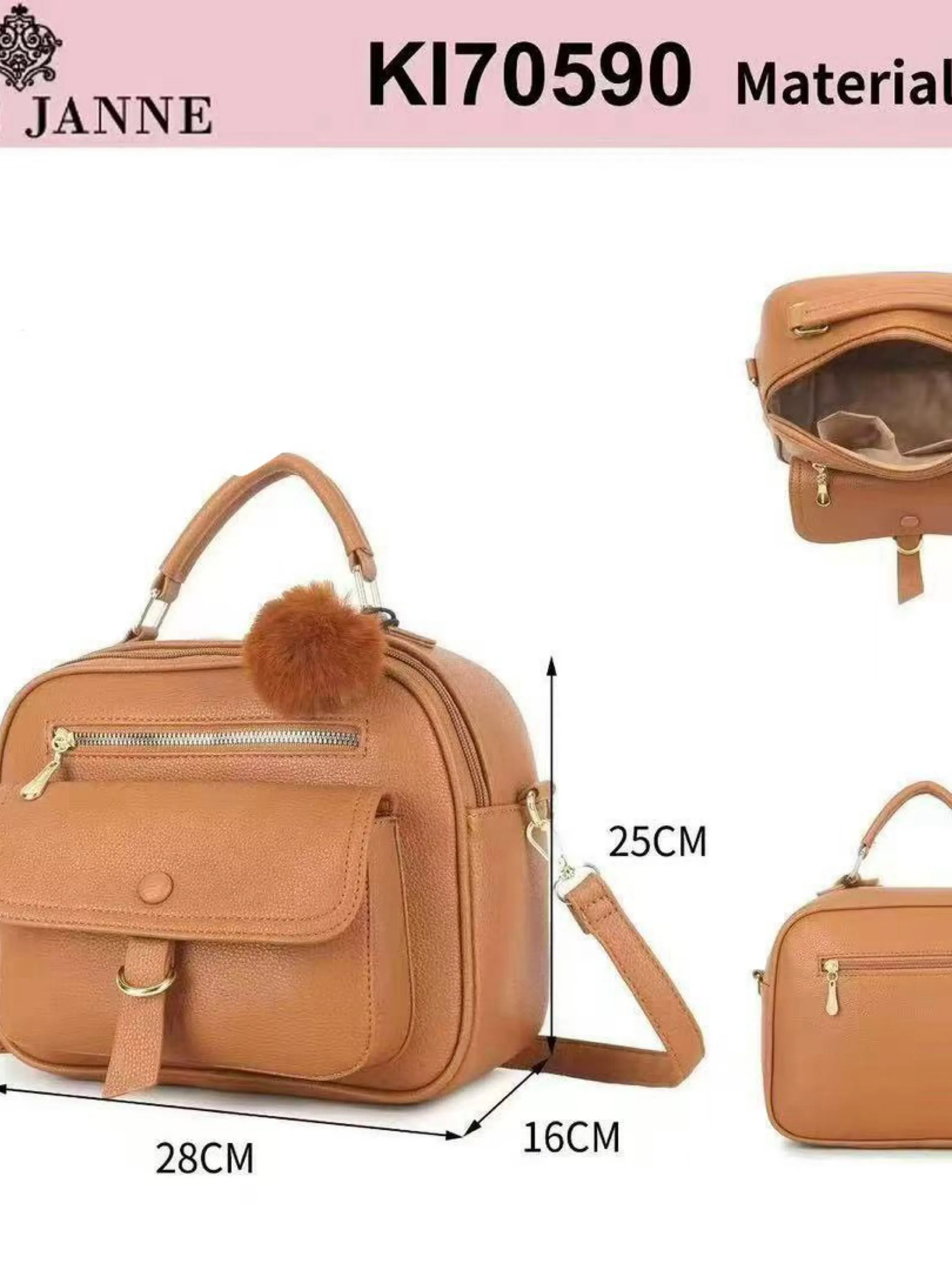 Bolsa média com pompom KI70590