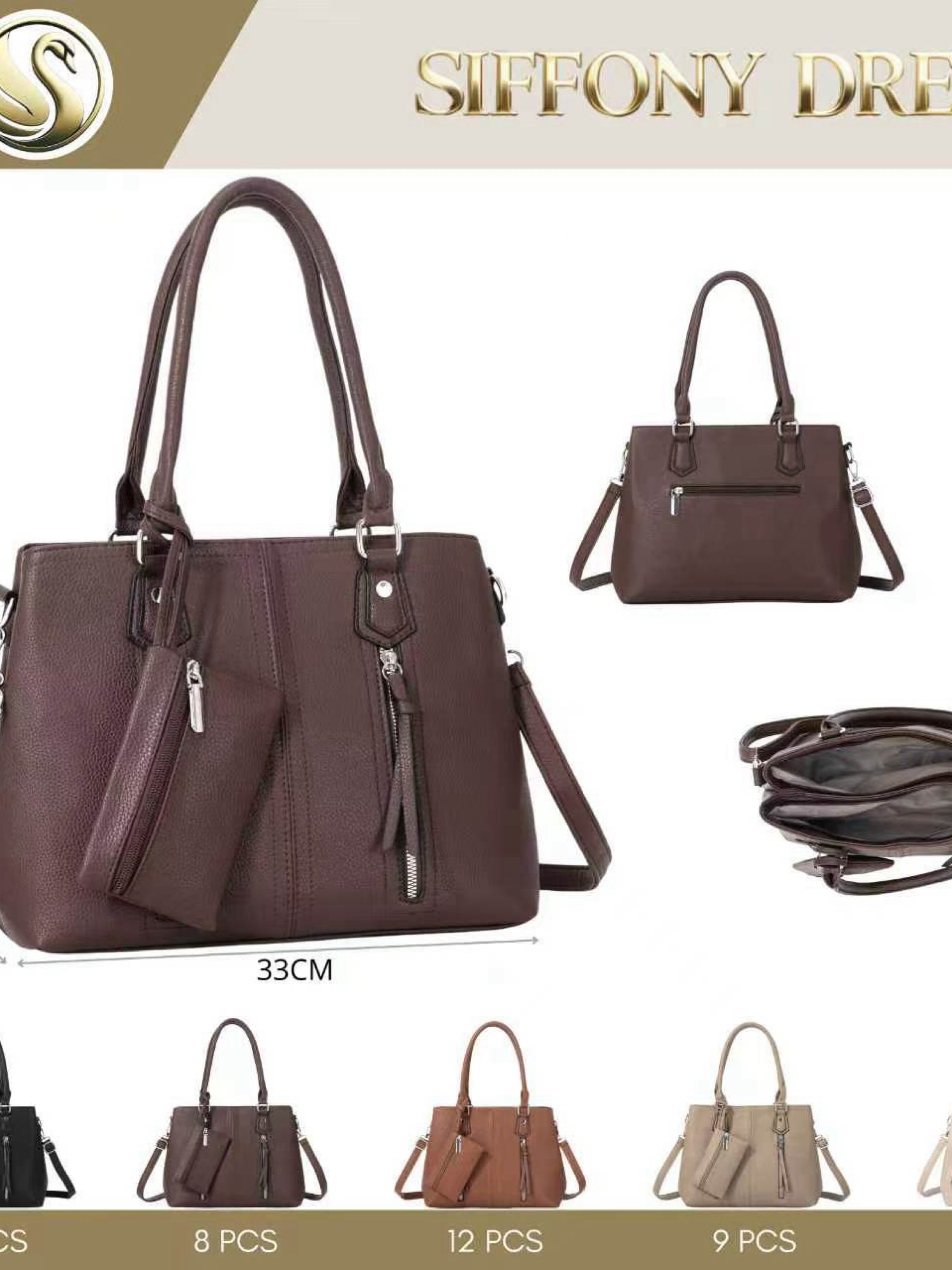 Bolsa grande com dois zíper de cima e com carteira SD-9313