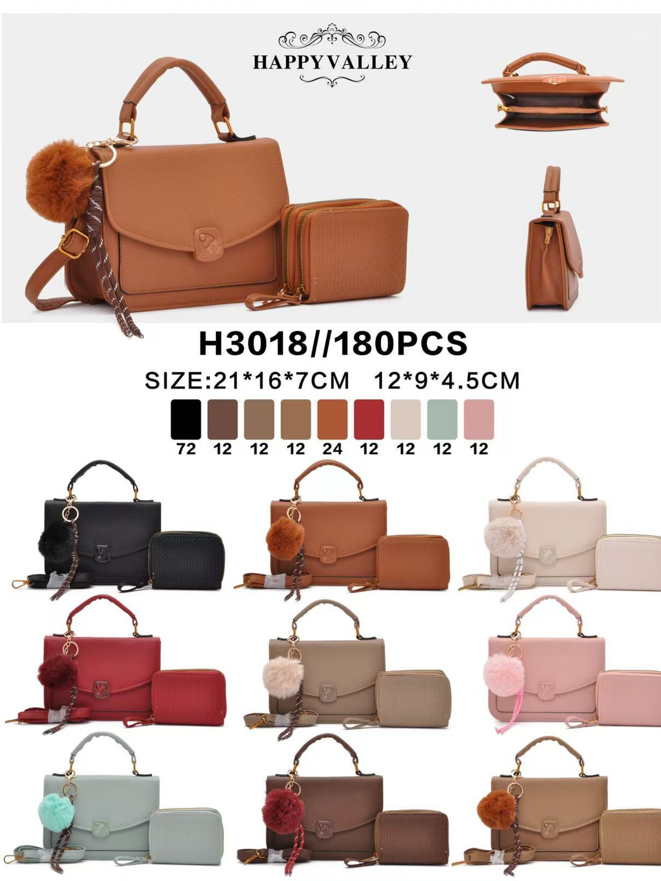 Bolsa transversal com pompom e com carteira H3018
