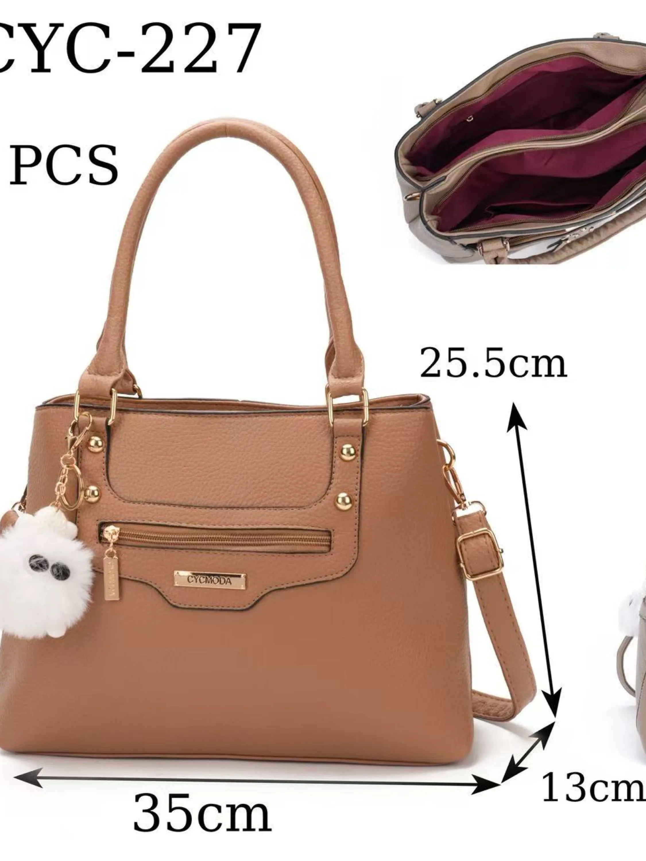 Bolsa grande com dois zíper de cima e com chaveiro WCYC-227