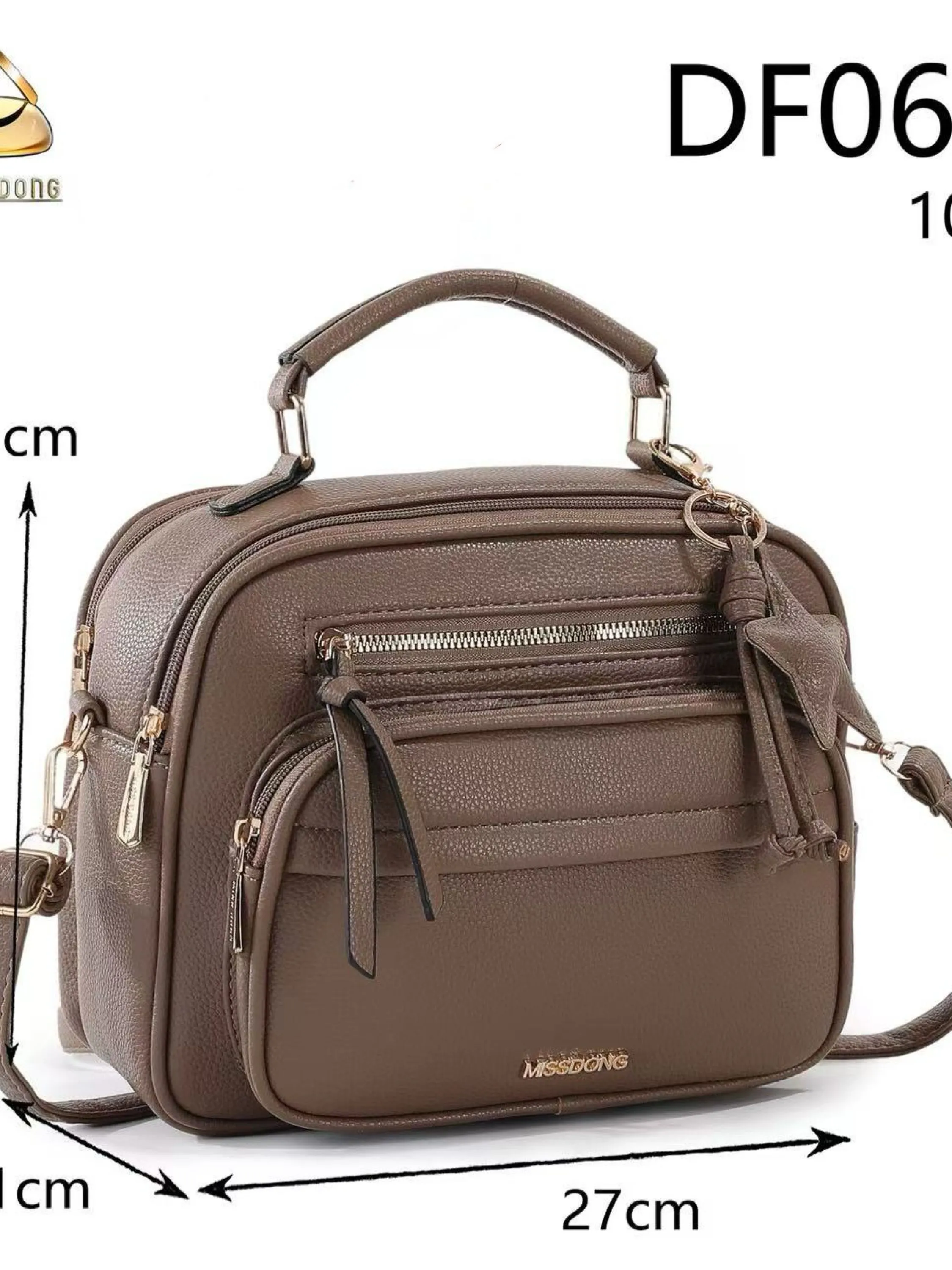 Bolsa média com dois zíper de cima e com chaveiro DF067-L