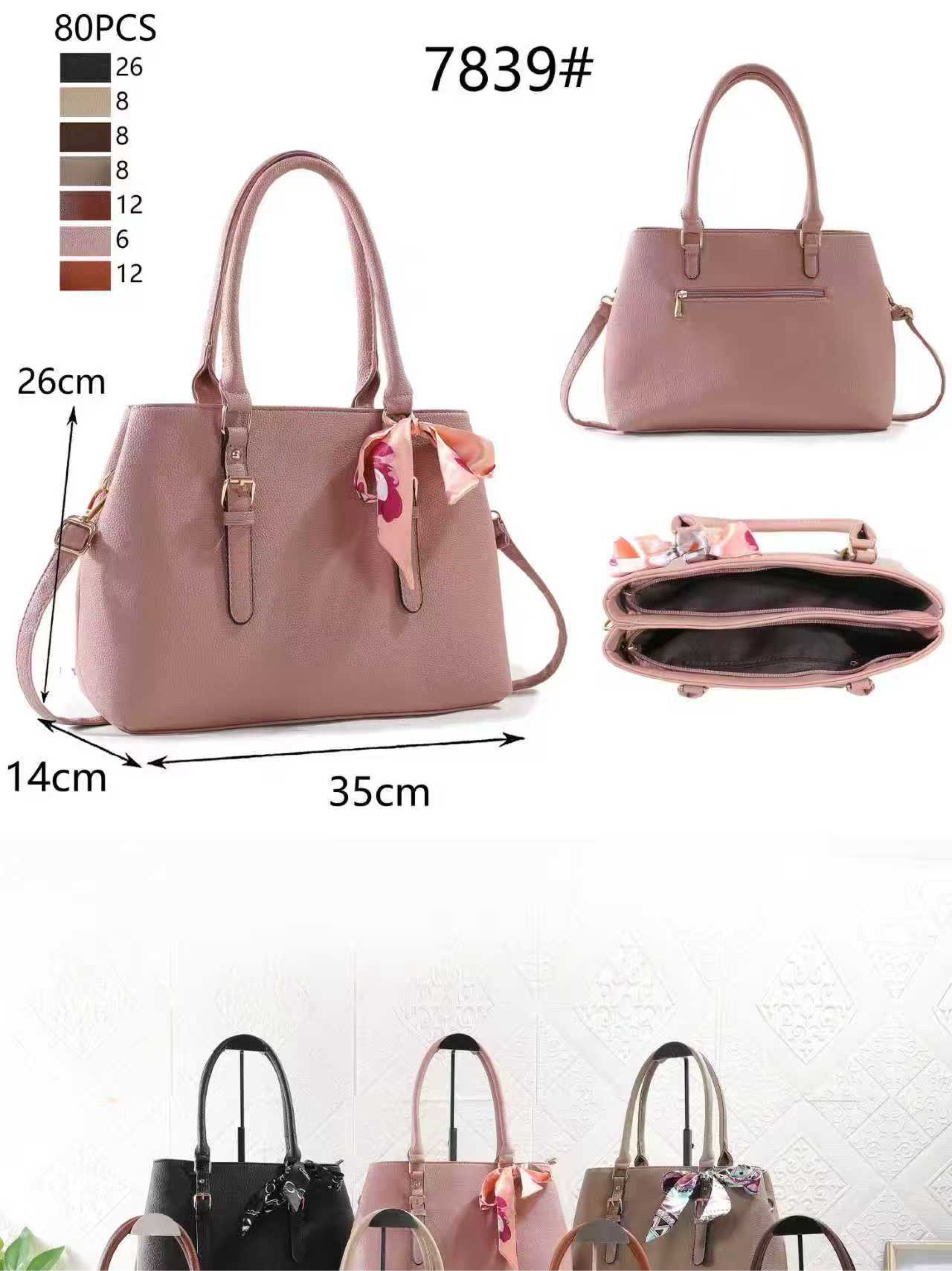 Bolsa grande com dois zíper de cima e com lenço 7839#