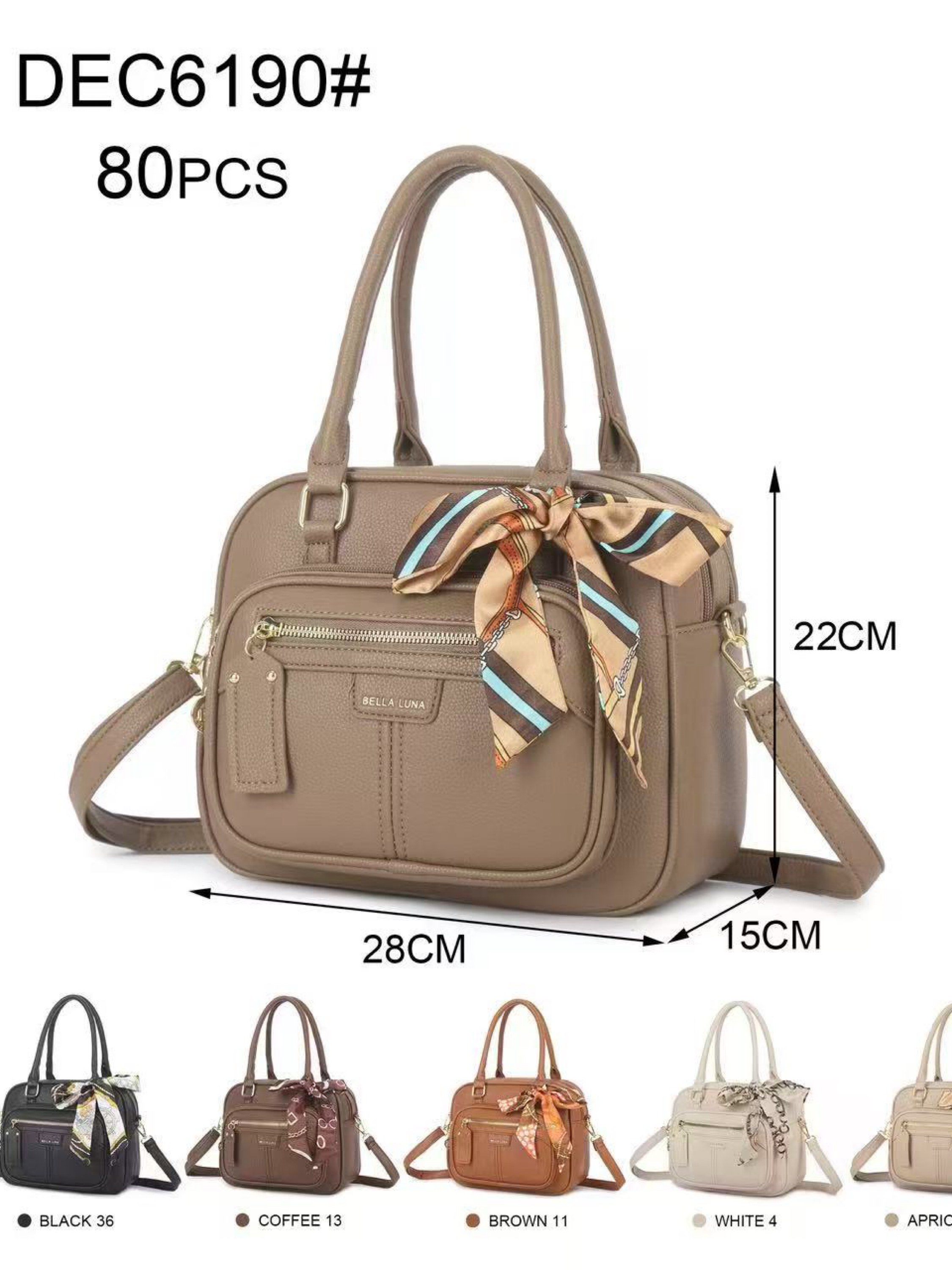 Bolsa média com dois zíper de cima e com lenço DEC6190#