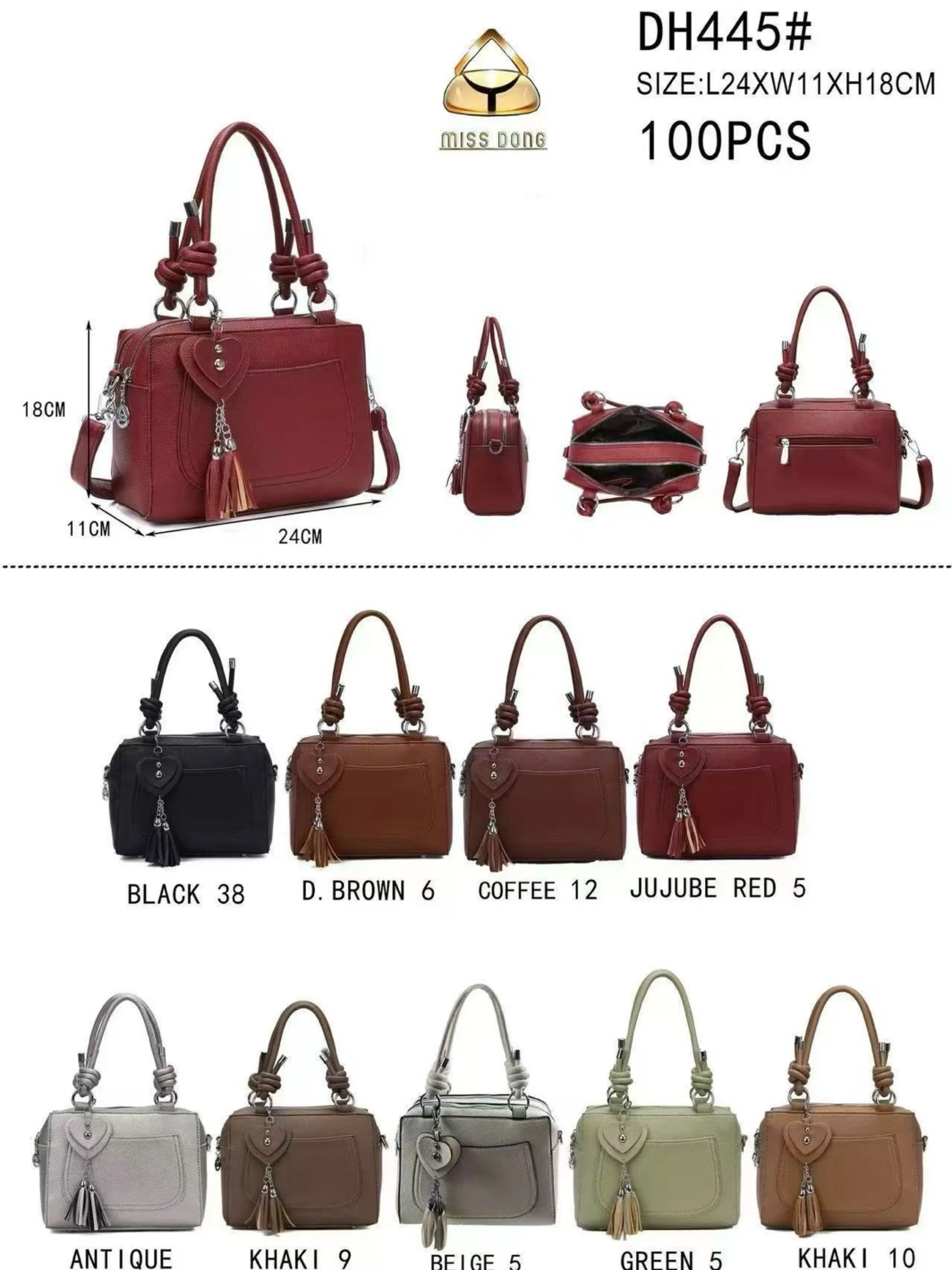 Bolsa média com dois zíper de cima e com chaveiro DH445#