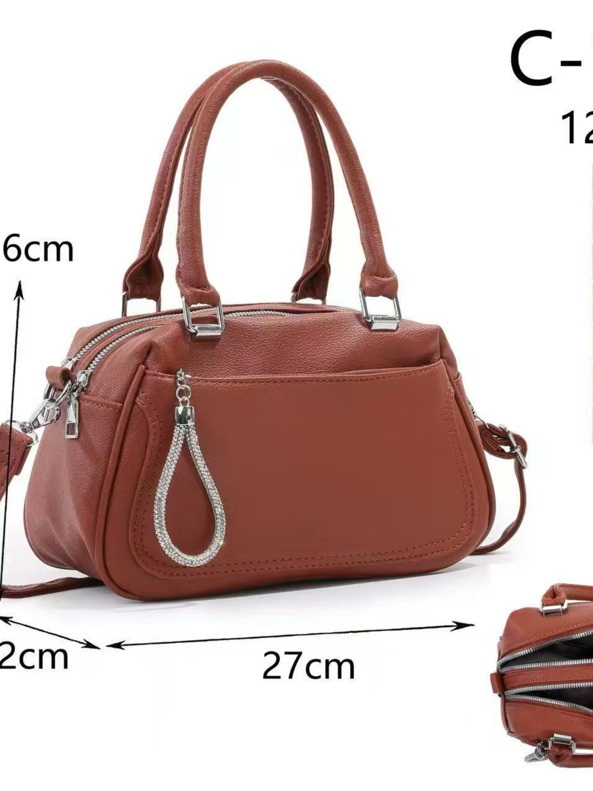 Bolsa média com dois zíper de cima C-15#