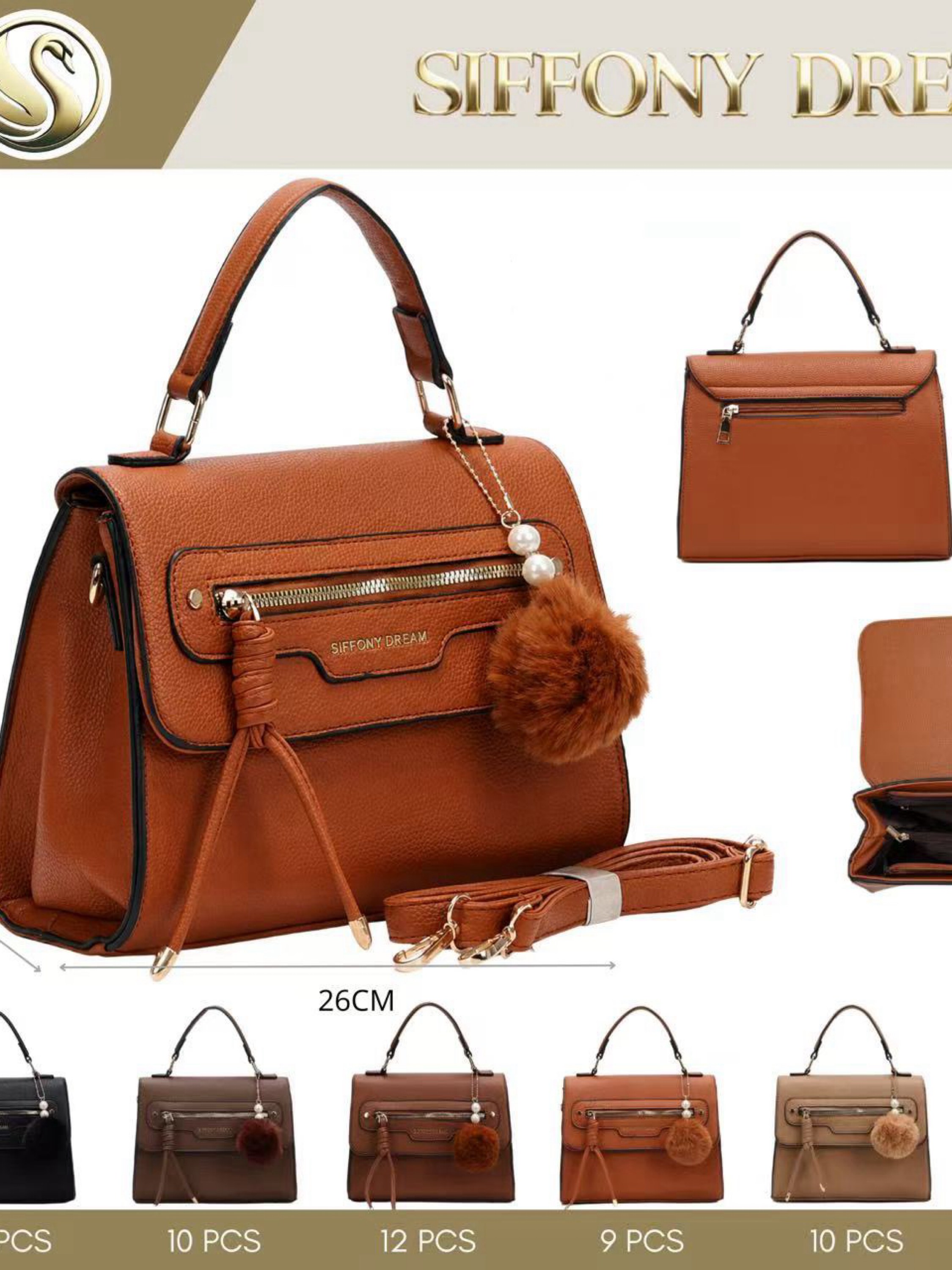 Bolsa média tem divisória por dentro e com pompom SD-951