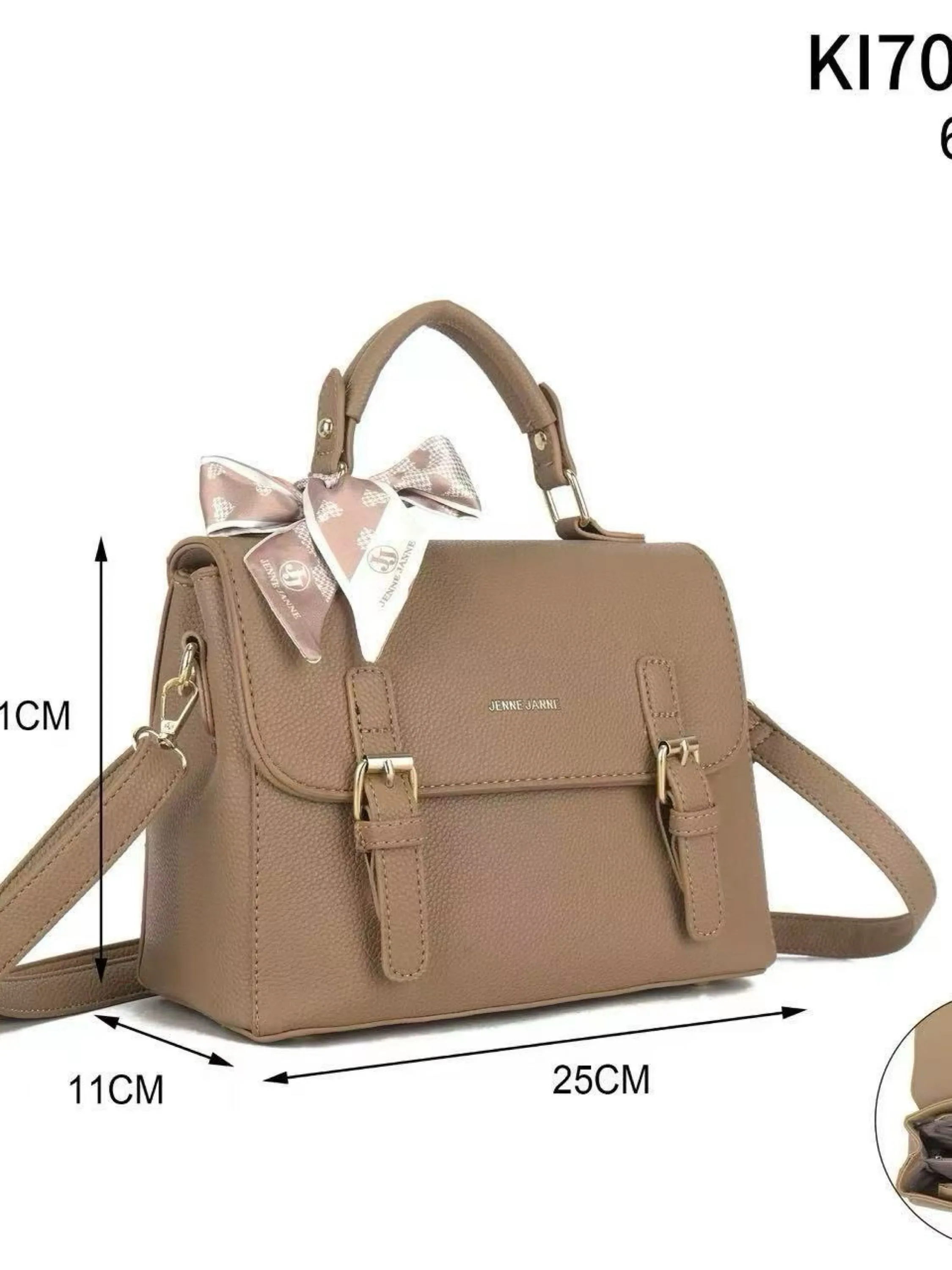 Bolsa média tem divisória por dentro e com lenço KI70547#