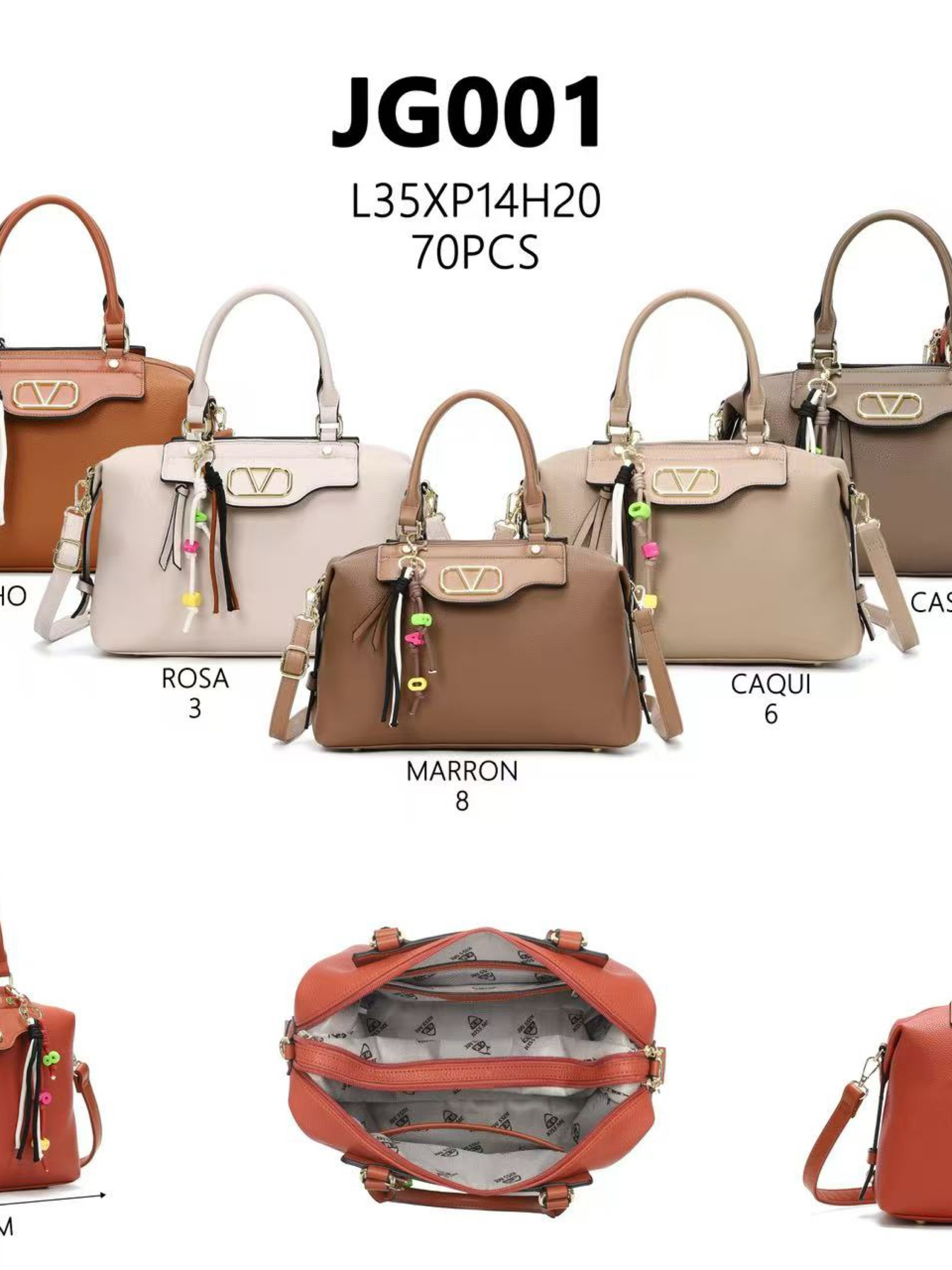 Bolsa grande com dois zíper de cima e com chaveiro JG001