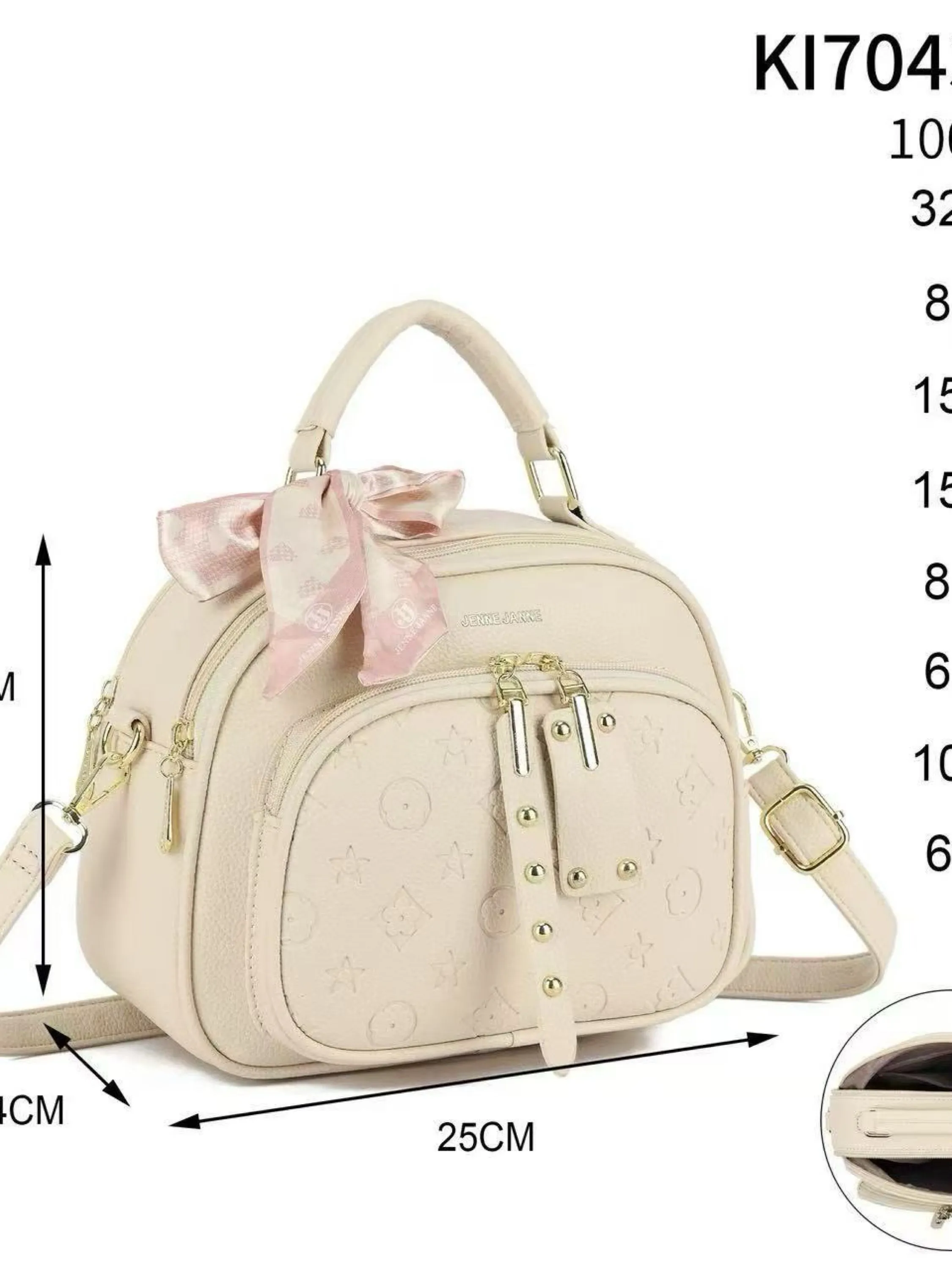 Bolsa transversal com dois zíper de cima e com lenço KI70439