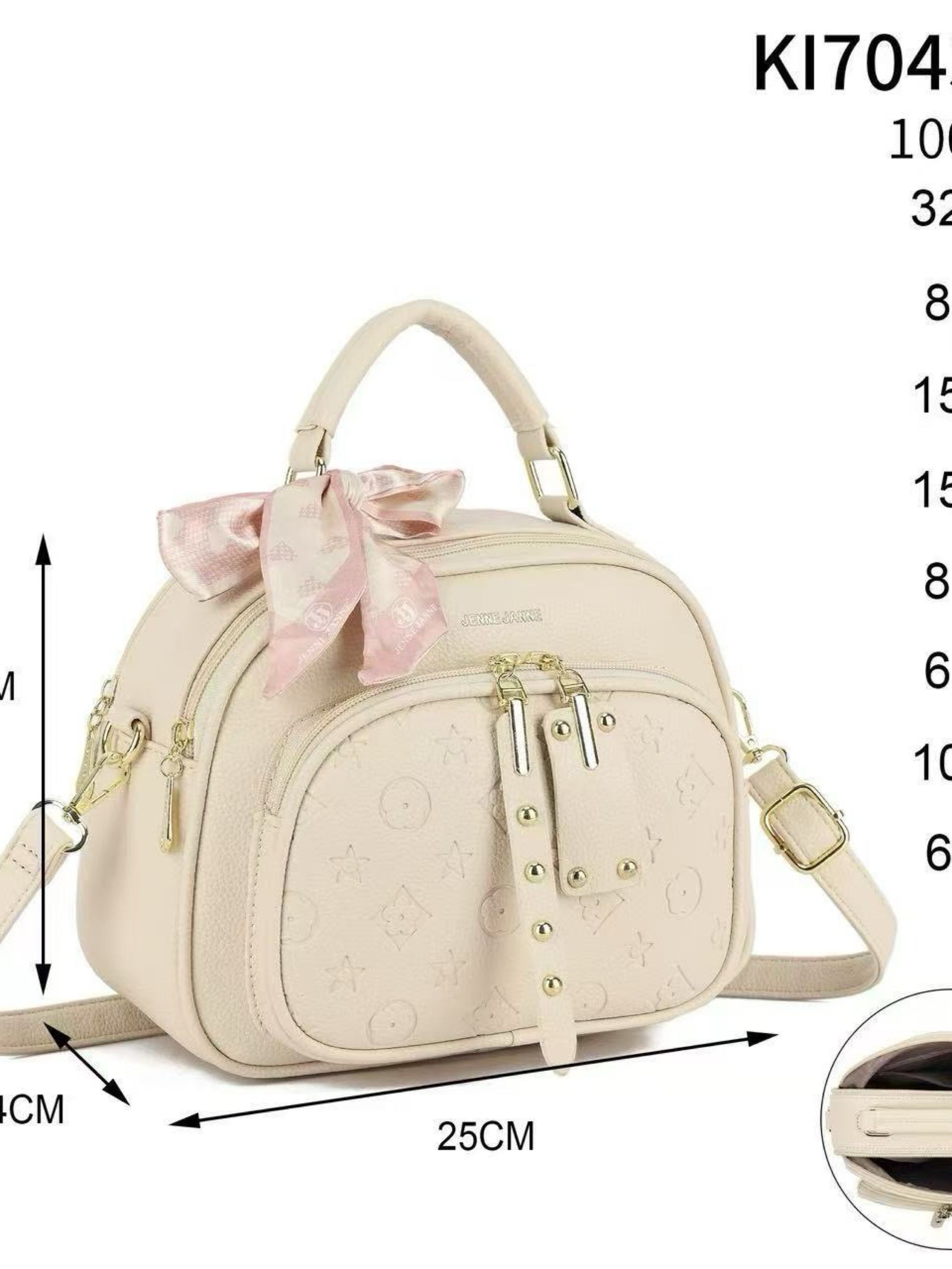 Bolsa transversal com dois zíper de cima e com lenço KI70439