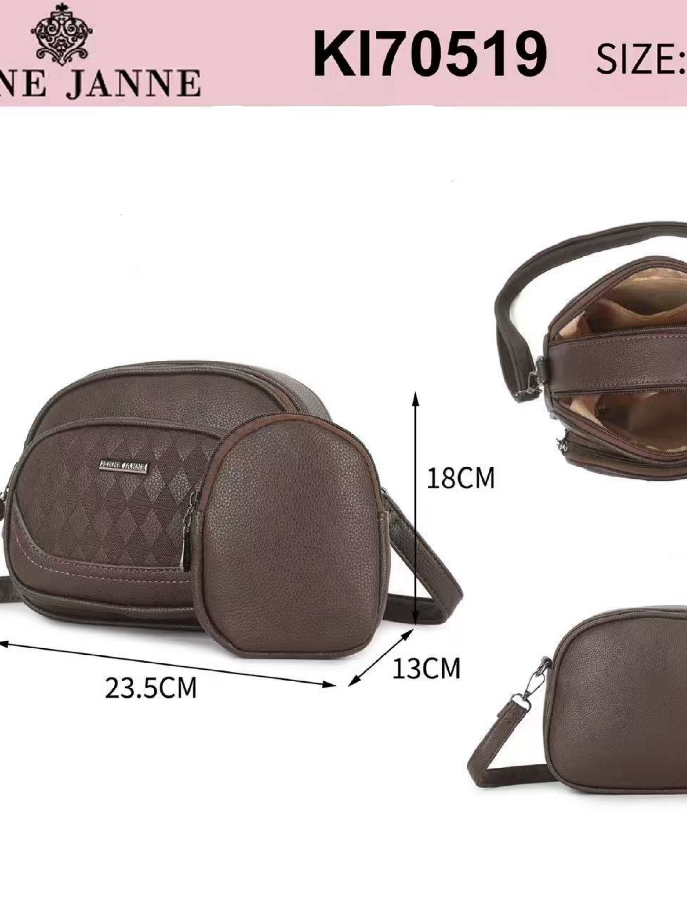 Bolsa com dois zíper de cima e com carteira KI70519