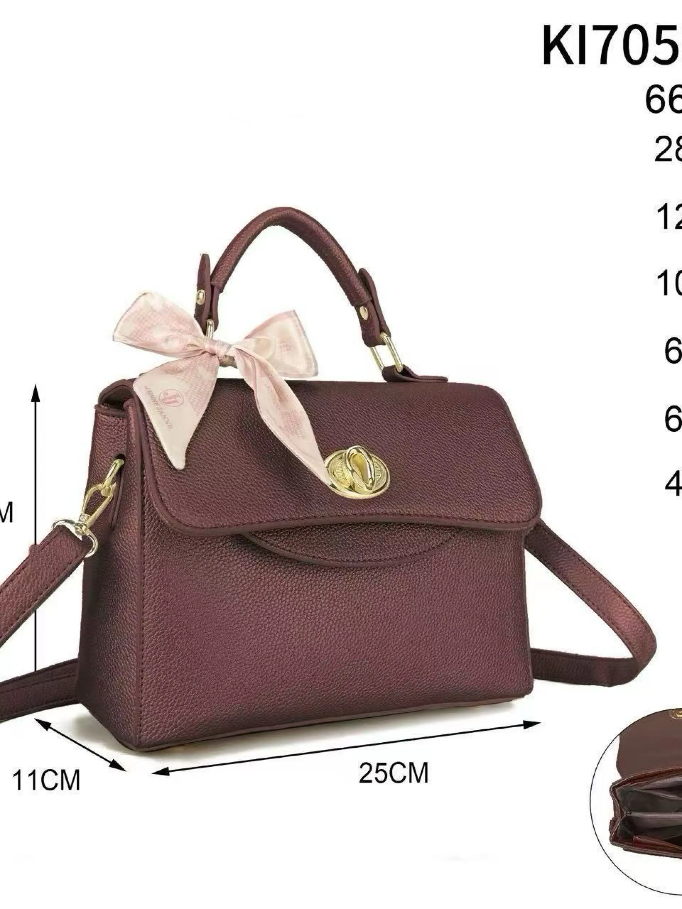Bolsa média tem divisória por dentro e com lenço KI70548#