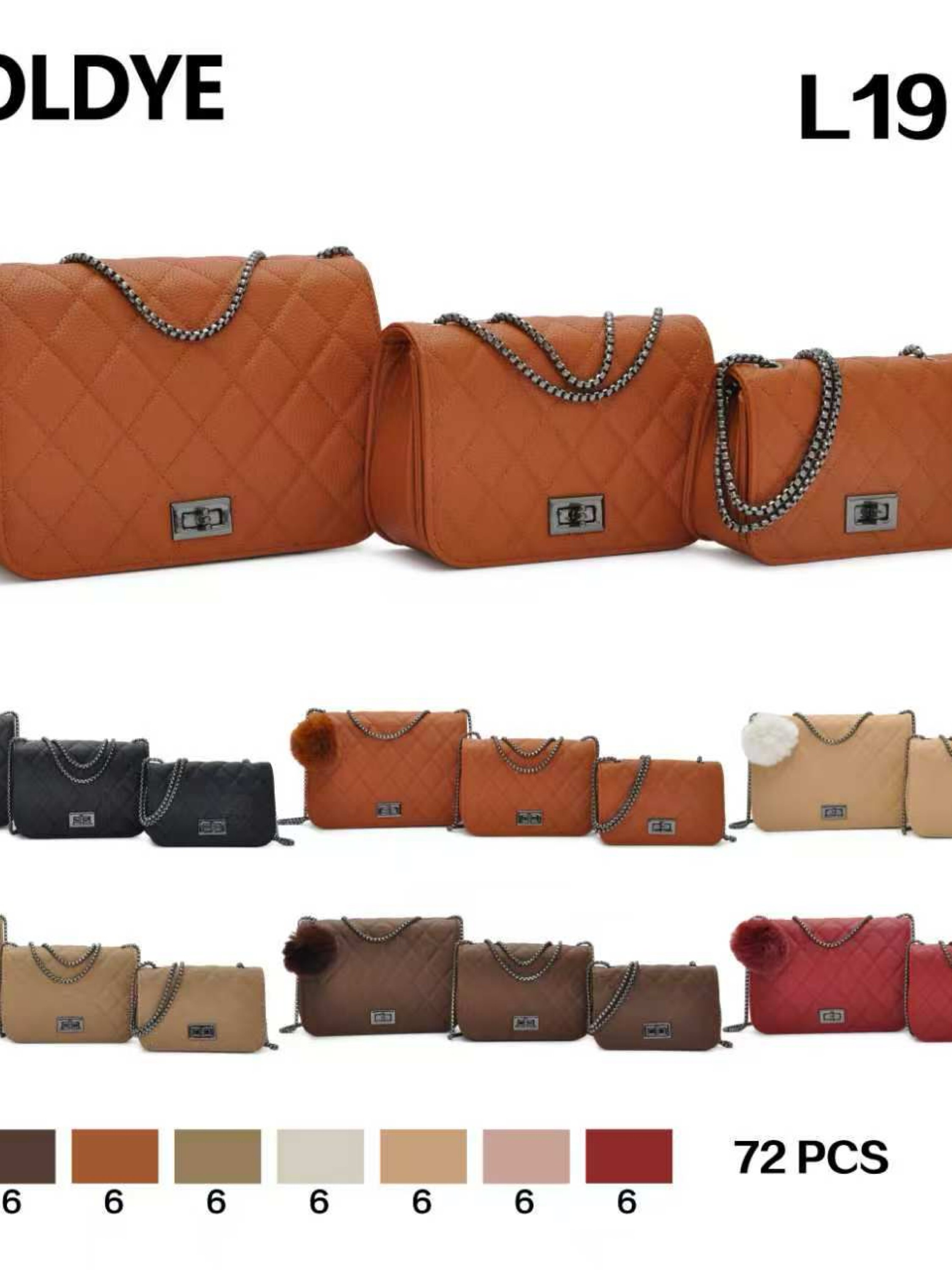 Bolsa kit com 3 peças e com alça corrente L19