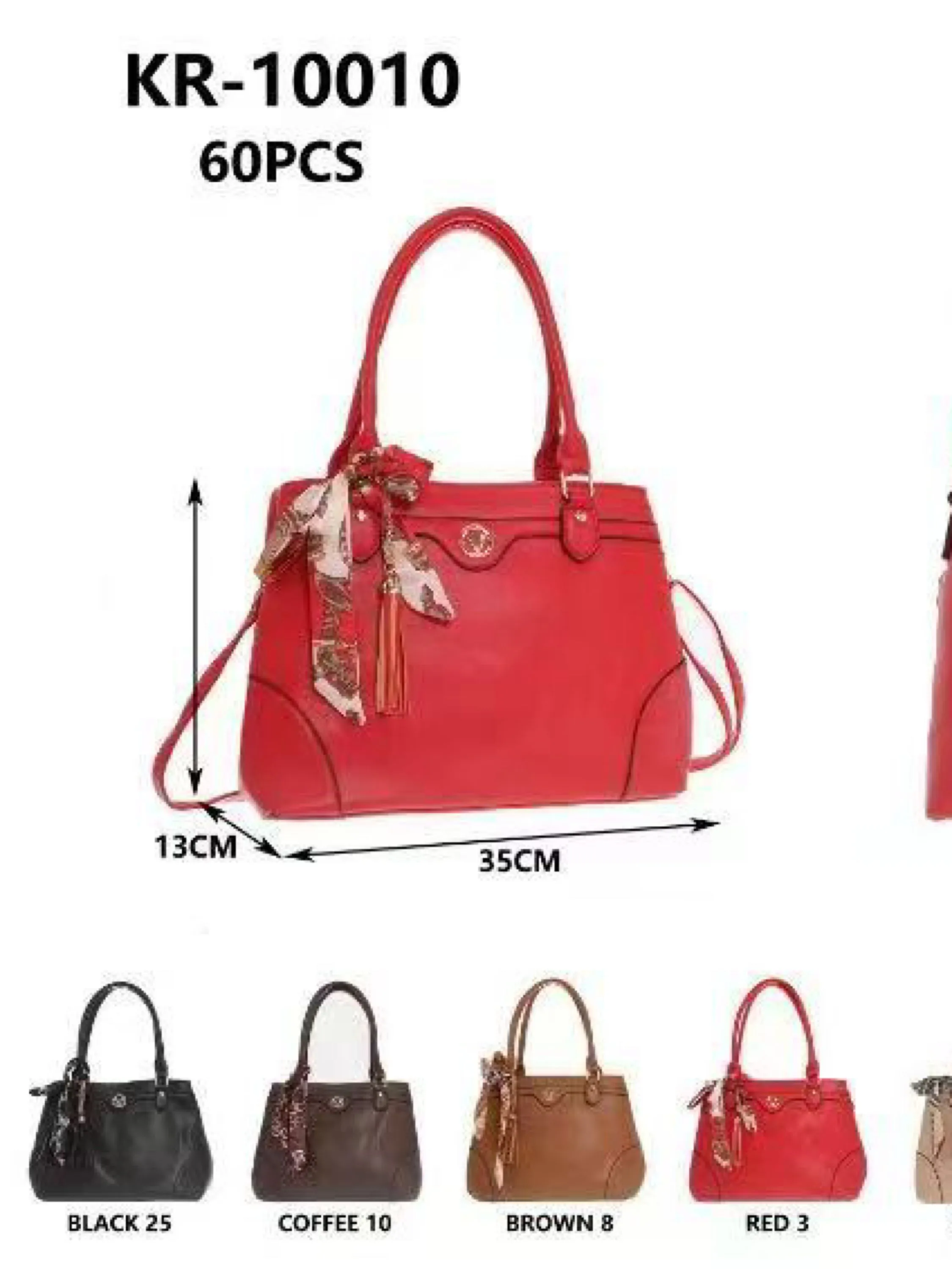 Bolsa grande com dois zíper de cima e com lenço KR-10010