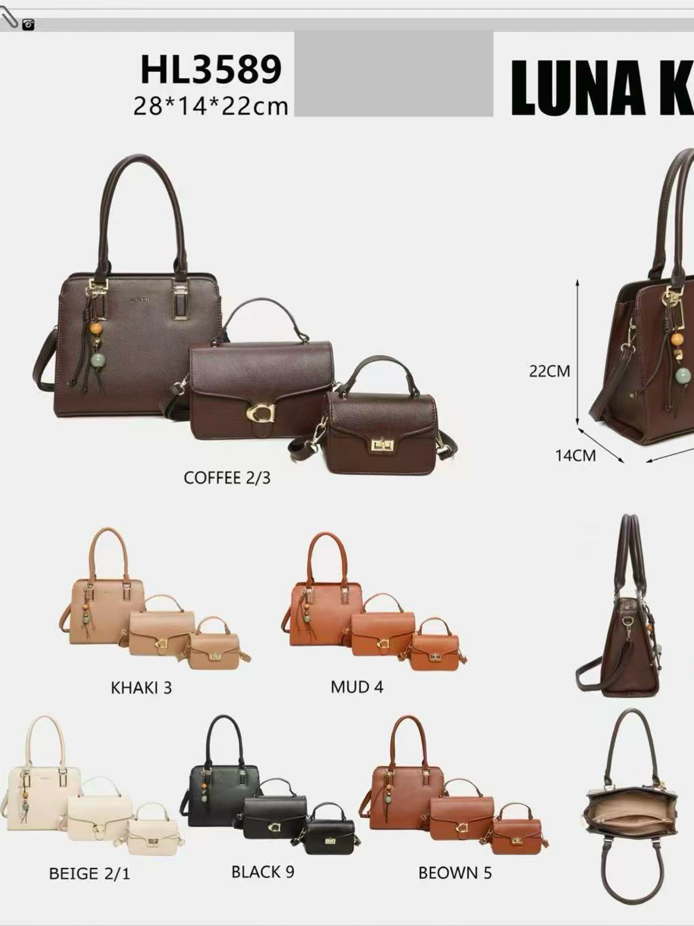 Bolsa kit com 3 peças e com chaveiro HL3589