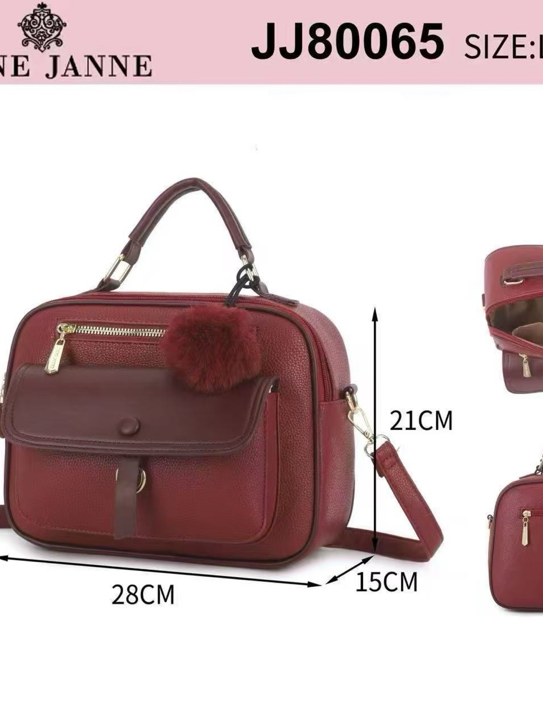 Bolsa média com pompom JJ80065