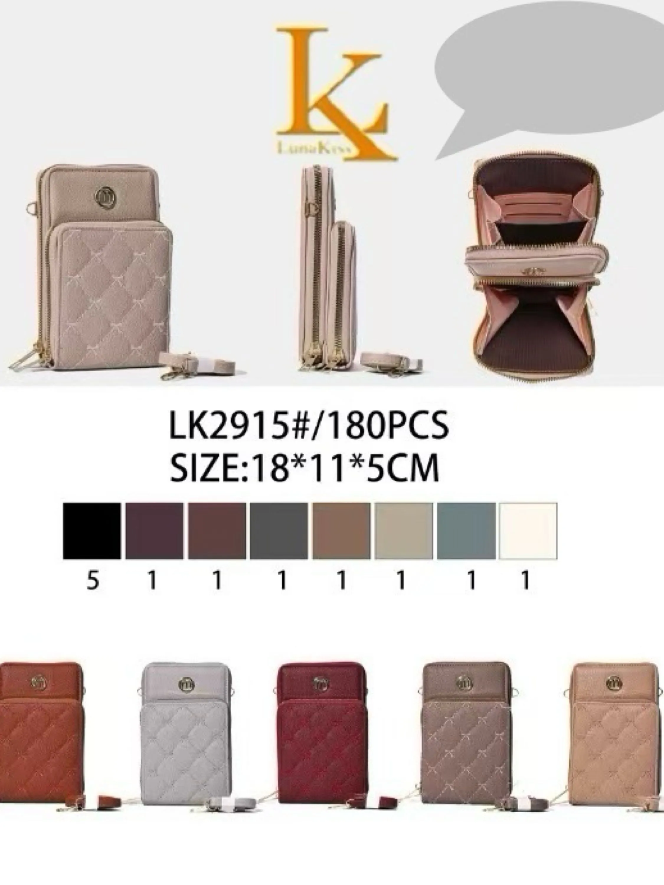 Bolsinha transversal porta celular com dois zíper LK2915#