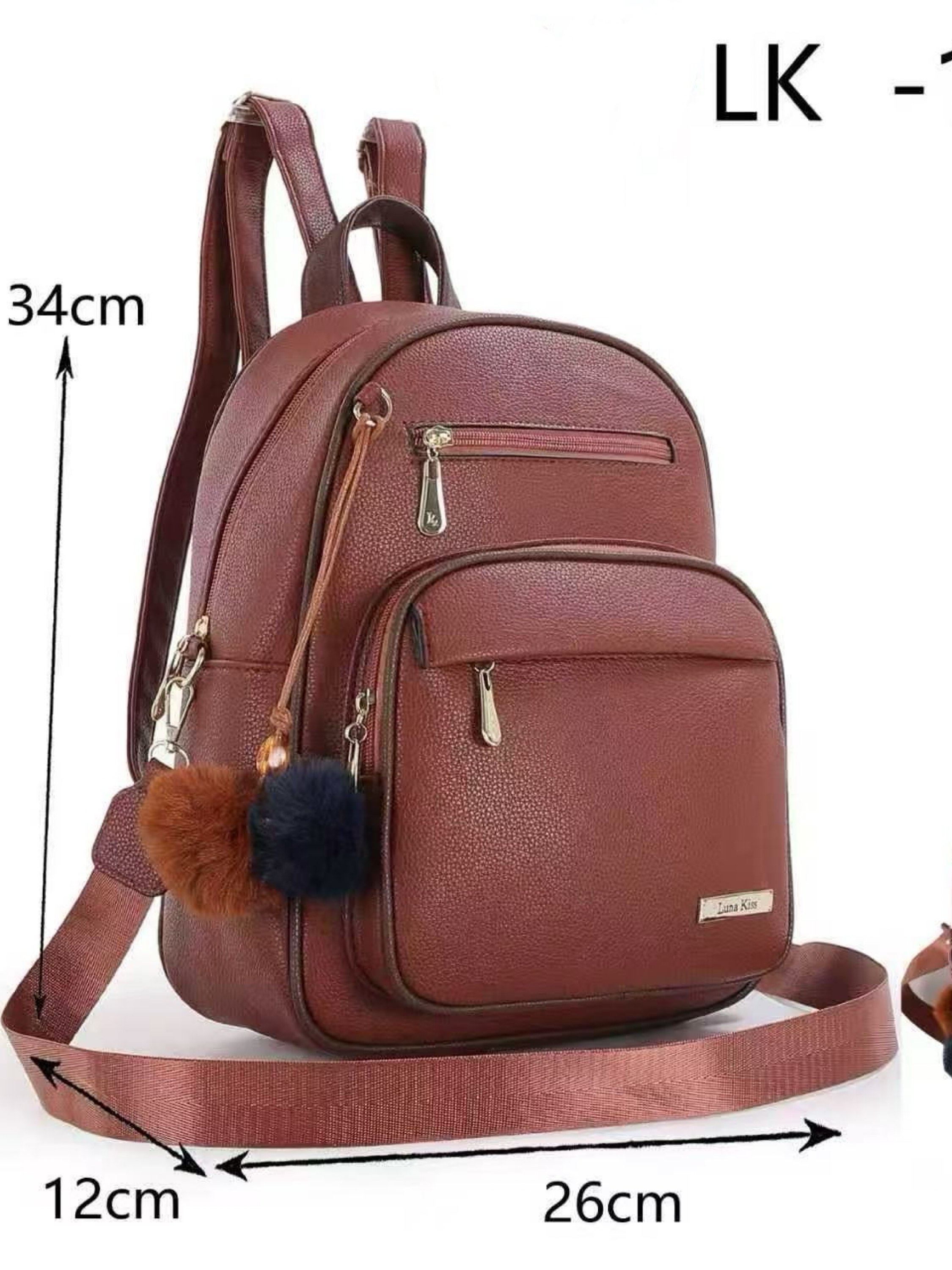 Mochila vira bolsa e com pompom LK-12312#