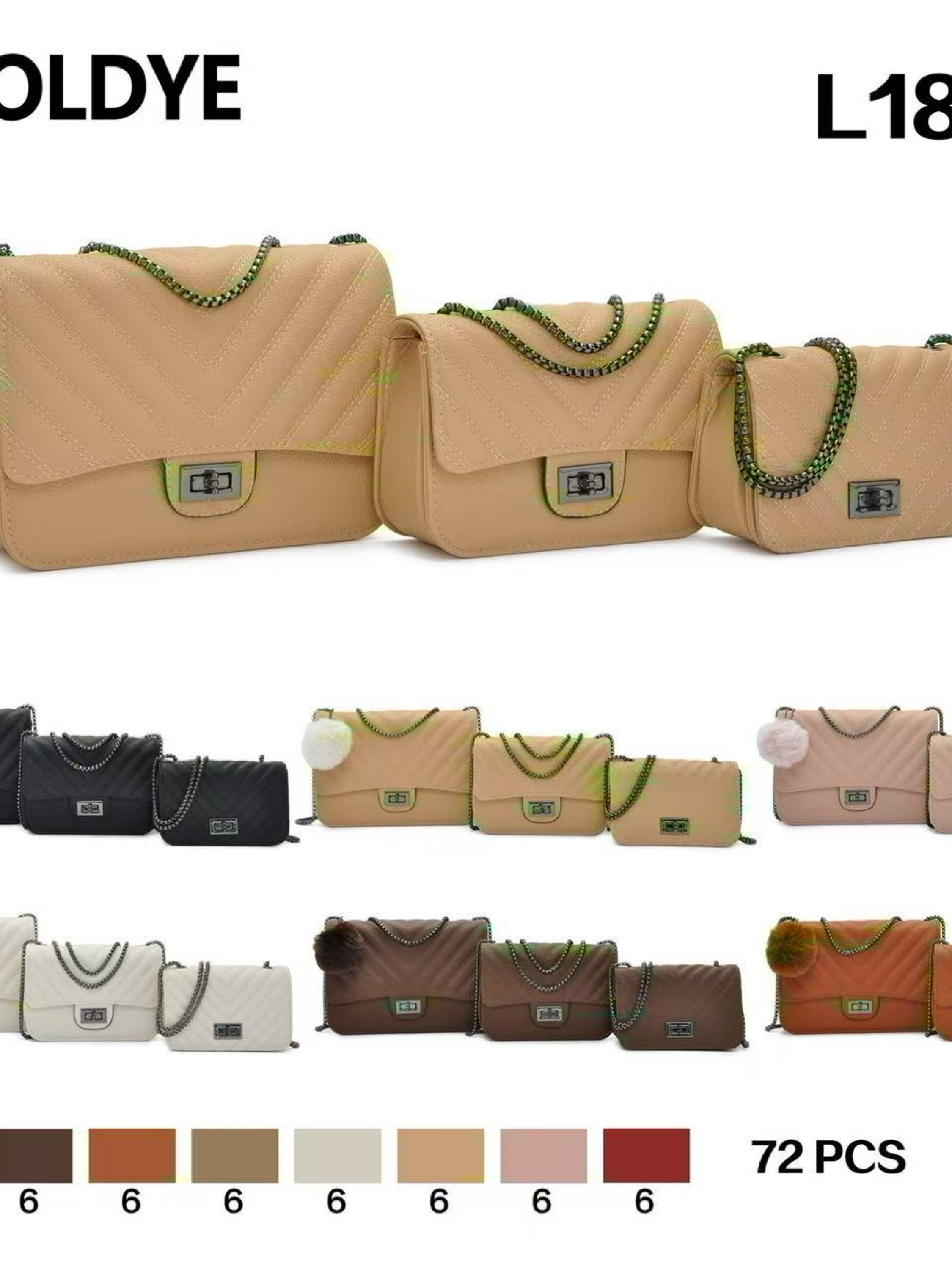 Bolsa kit com 3 peças e com alça corrente L18