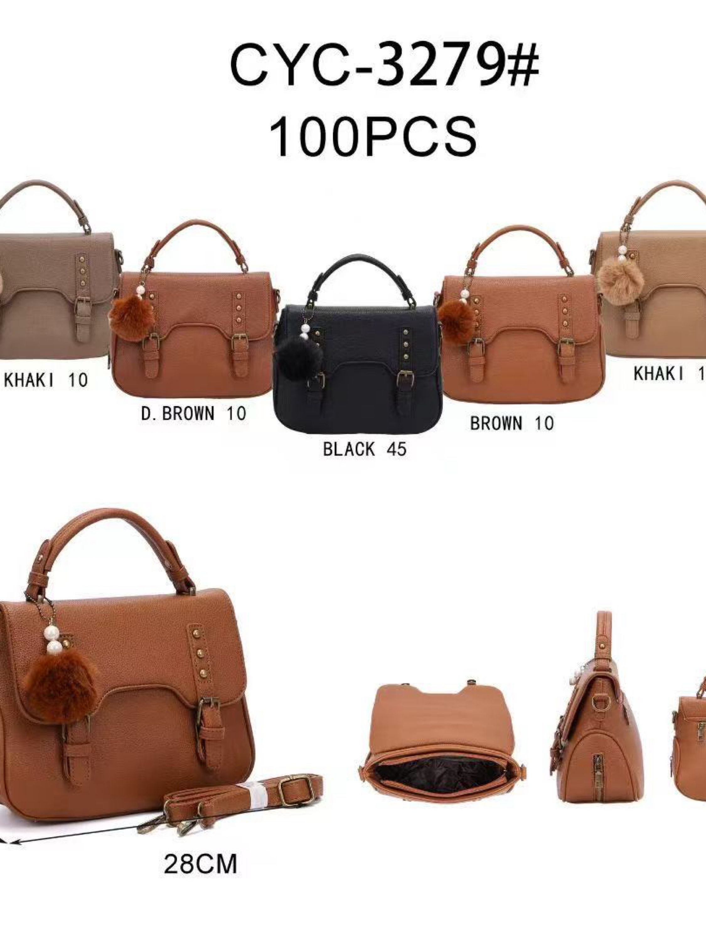 Bolsa média com pompom CYC-3279#