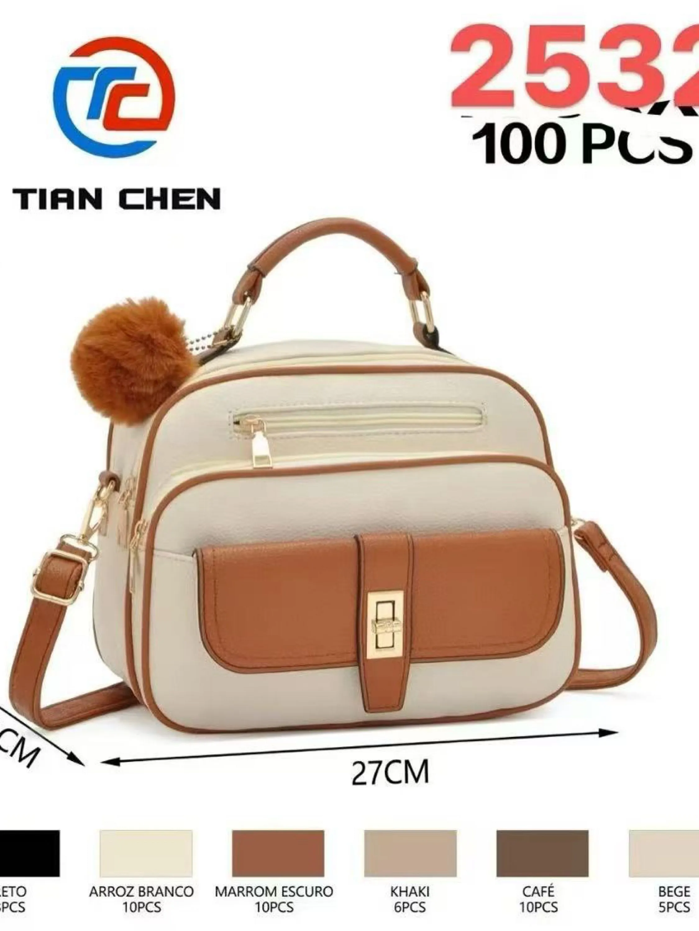 Bolsa média com pompom 2532
