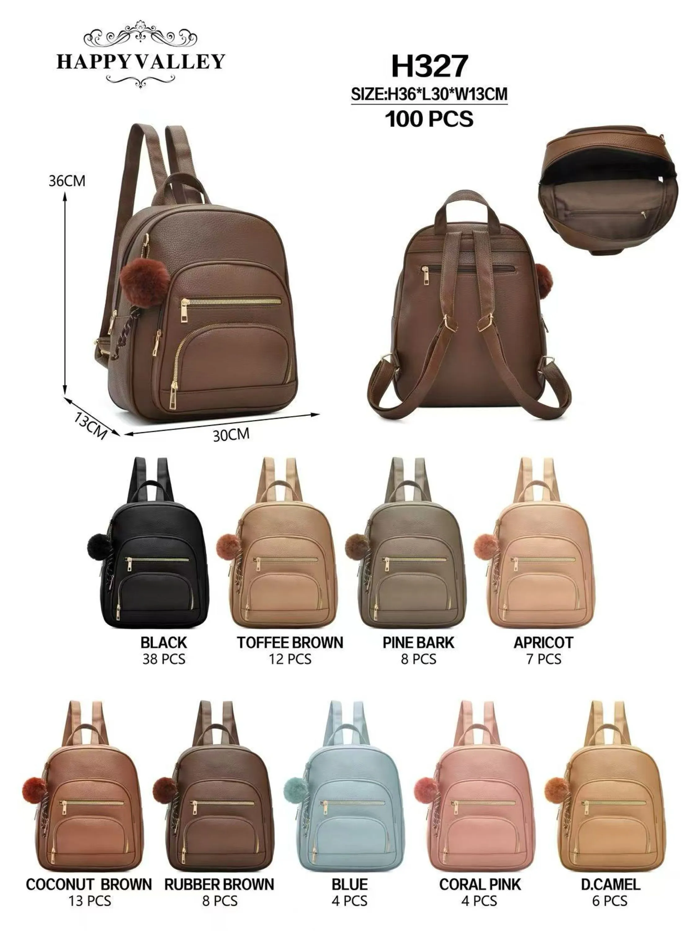 Mochila média com pompom H327