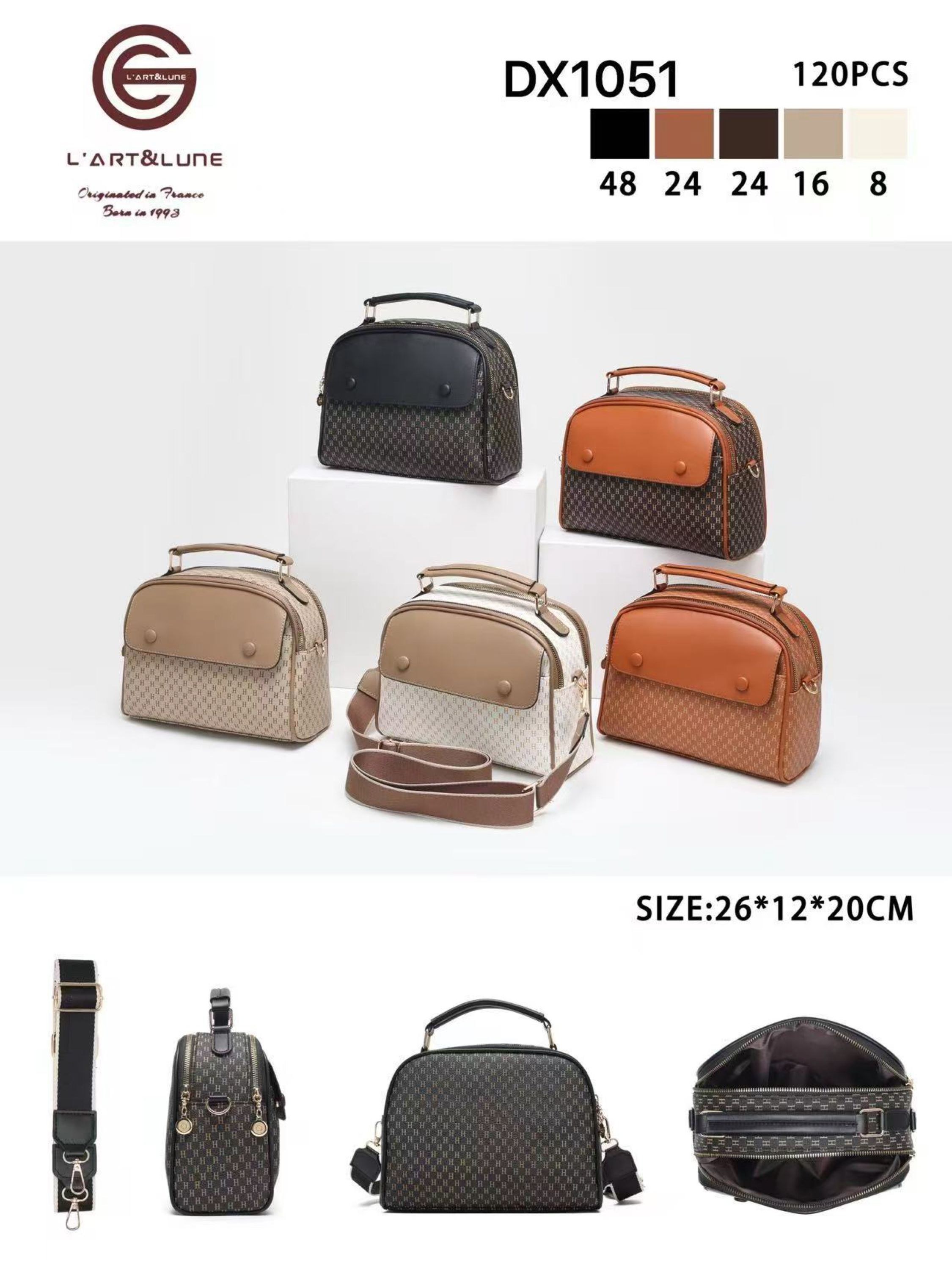 Bolsa média com dois zíper de cima e com alça larga DX1051