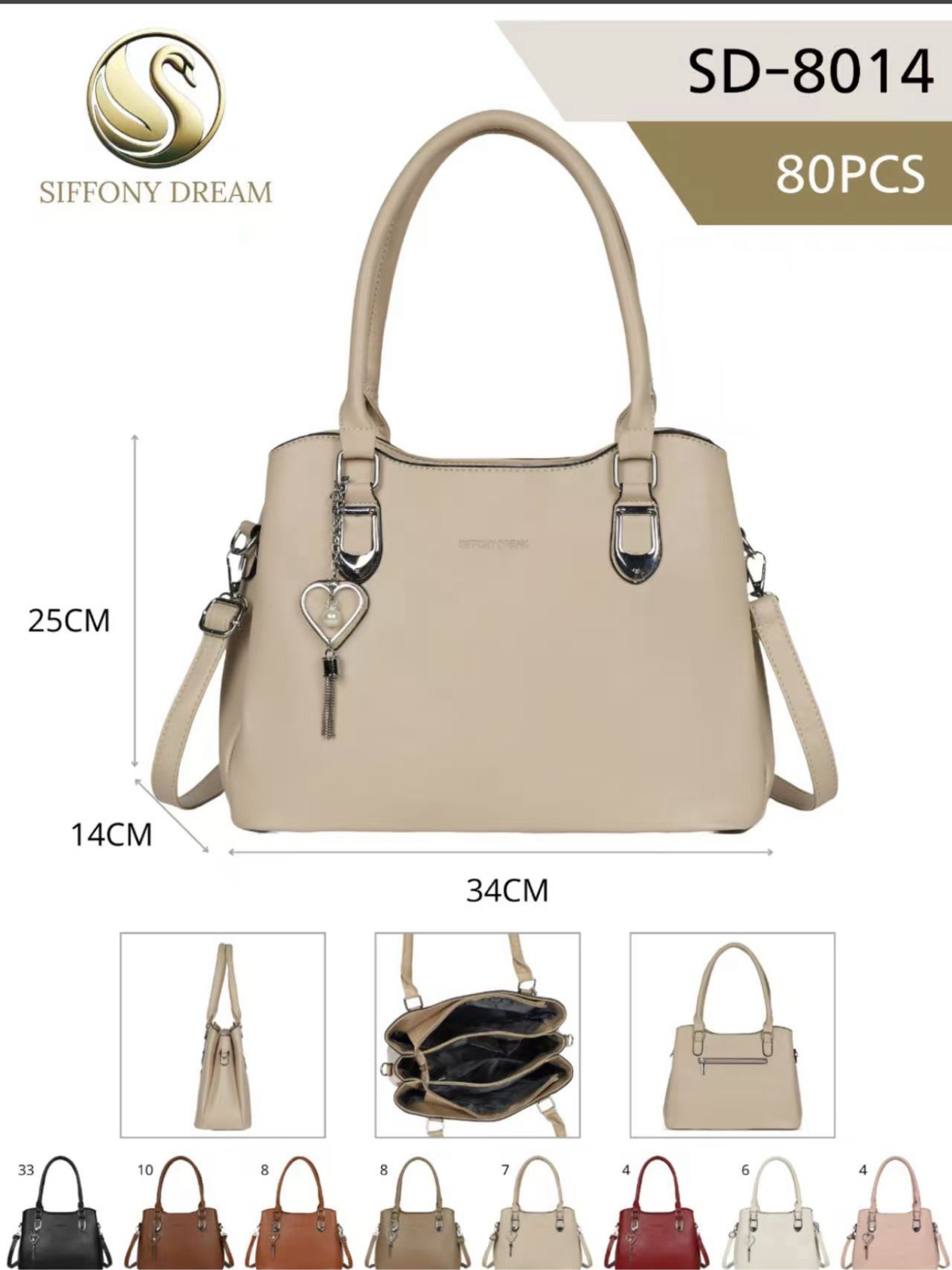 Bolsa tem três divisória por dentro e com chaveiro SD-8014