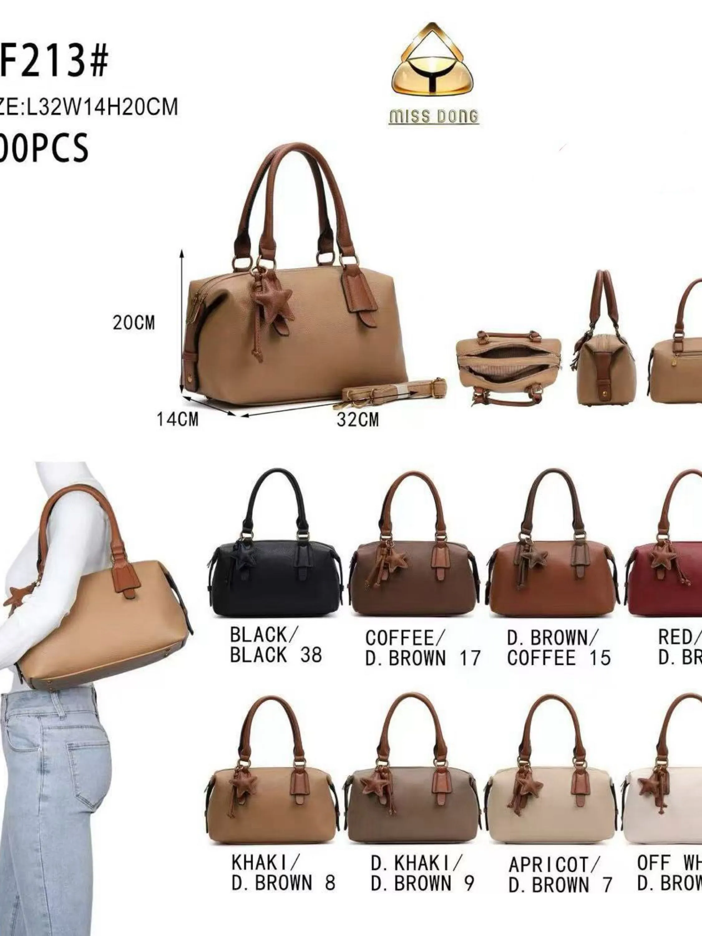 Bolsa grande tem dois zíper de cima e com chaveiro DF213#