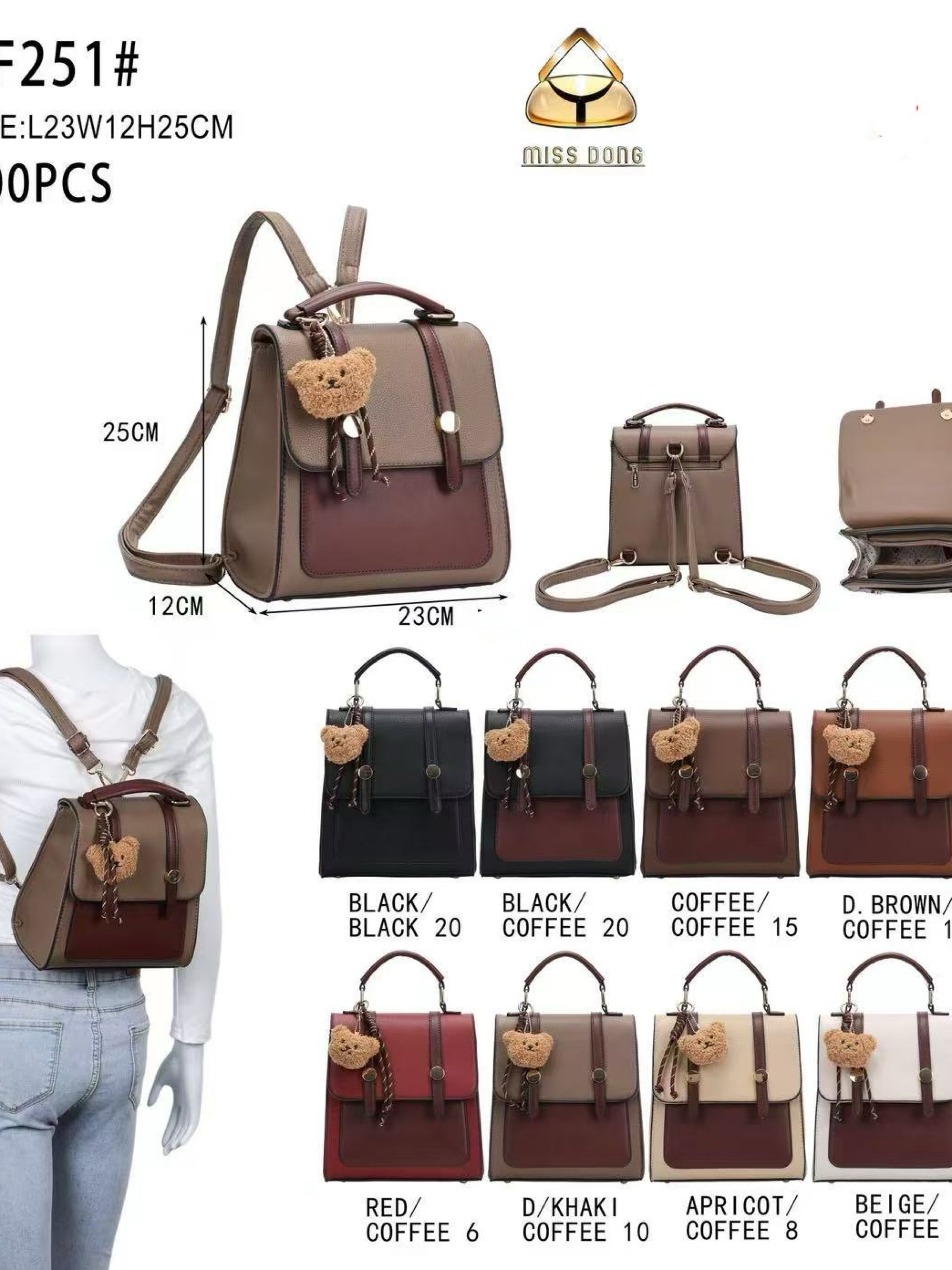 Mochila vira bolsa e com chaveiro DF251#
