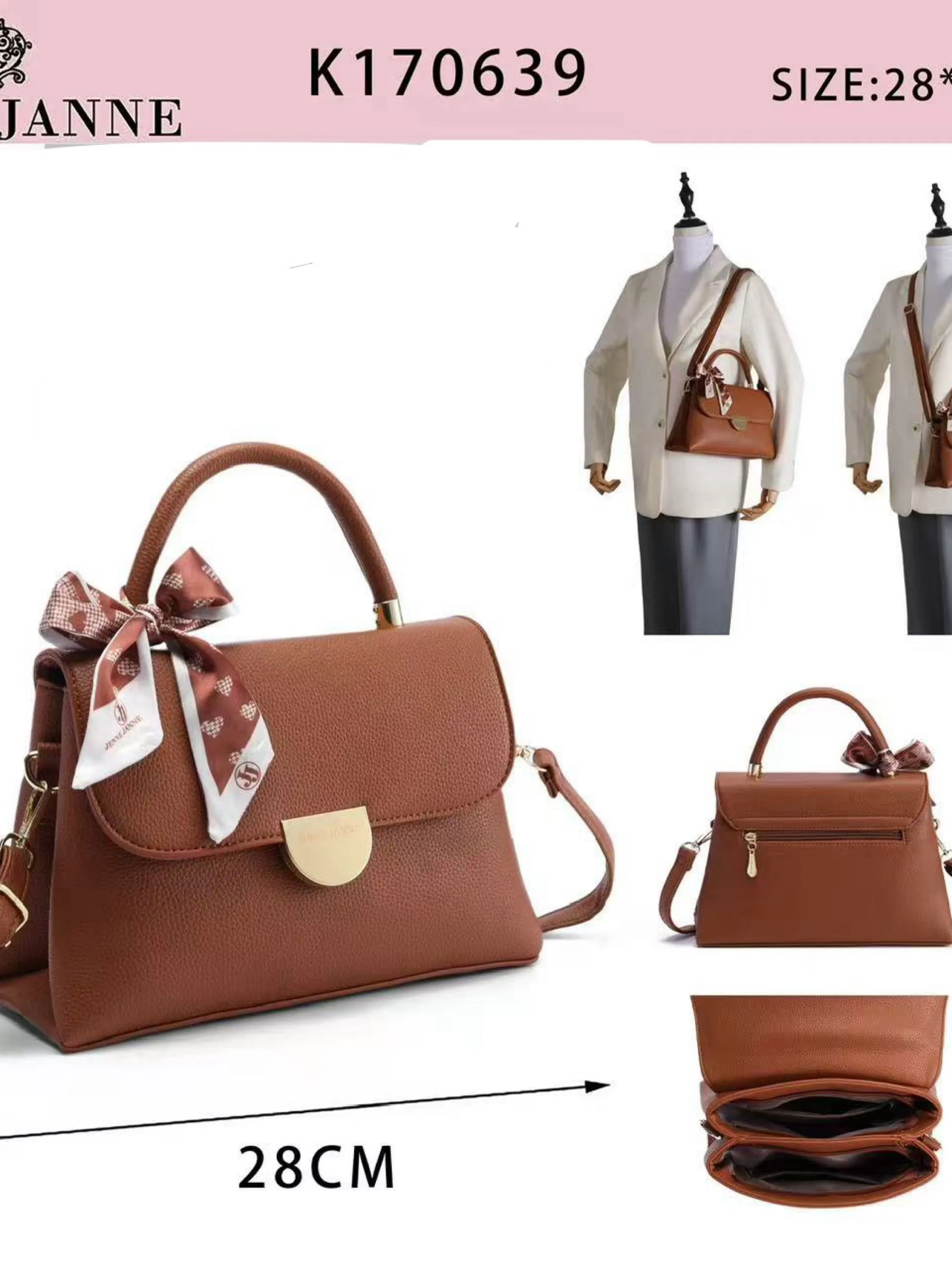 Bolsa média com dois zíper de cima e com lenço K170639