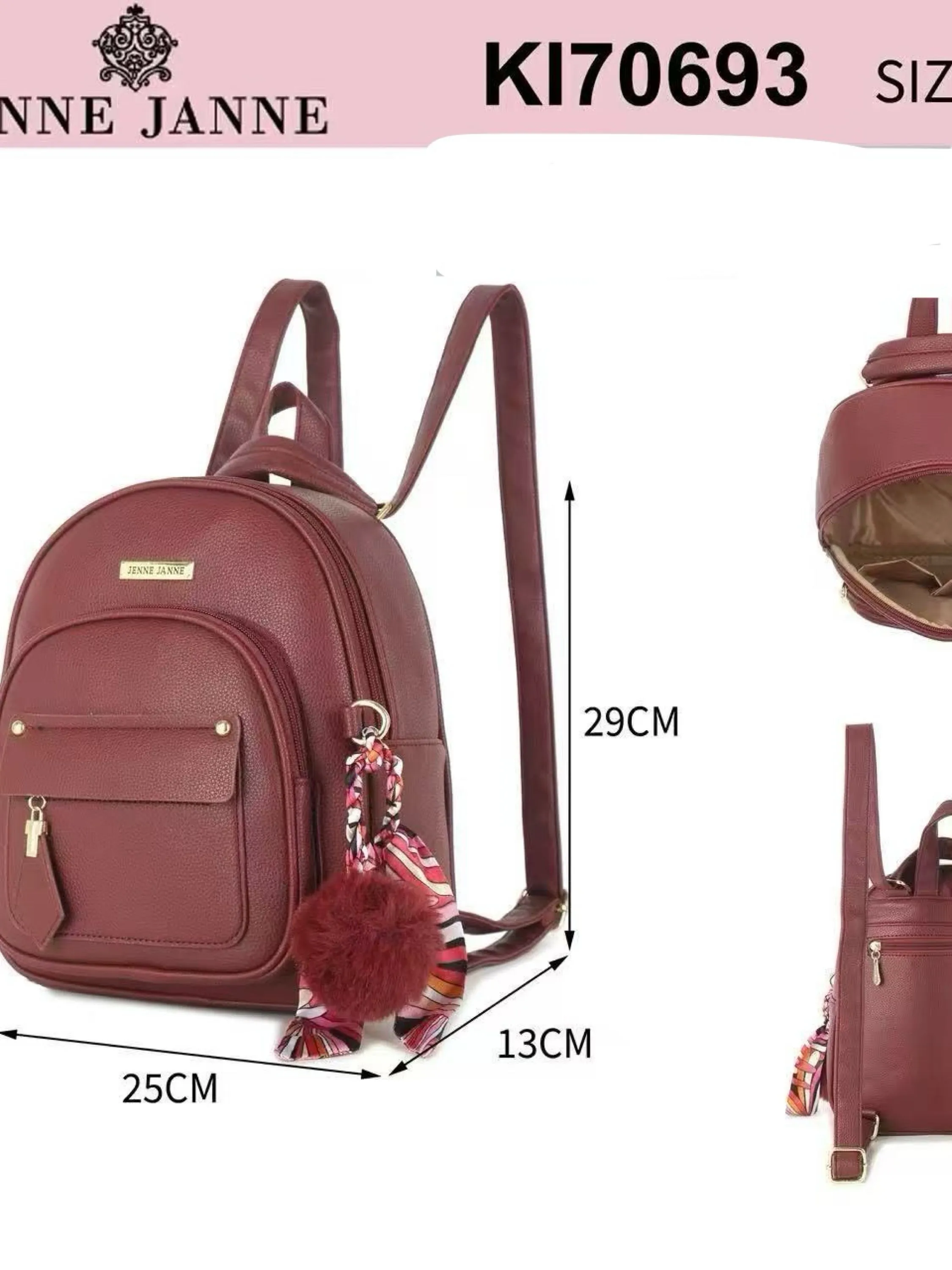Mochila vira bolsa menor com pompom KI70693